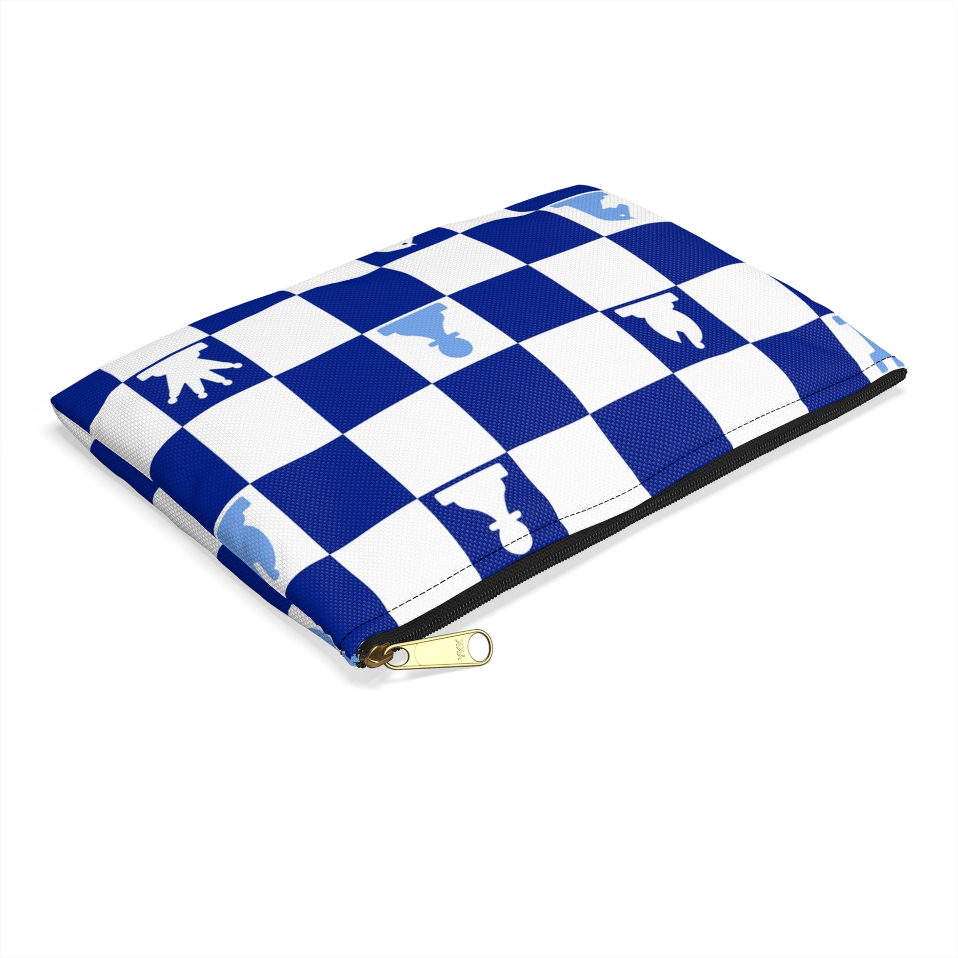 Chessboard Navy Blue Accessory Pouch, Artsulli - Art is Long, Life is Short, Bags, , , , , , , 
