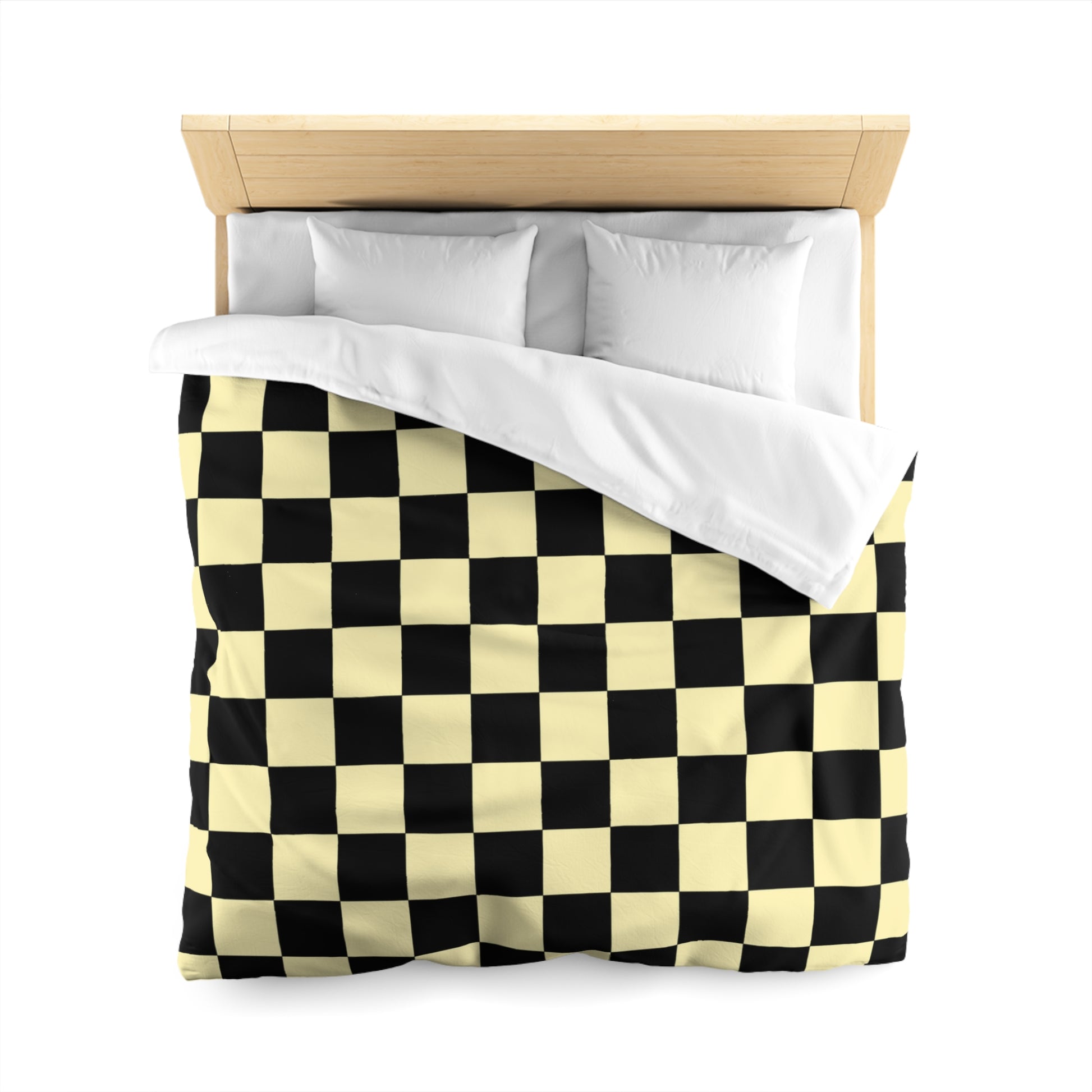 Checkerboard Black and Yellow Microfiber Duvet Cover, Artsulli - Art is Long, Life is Short, Home Decor, , , , , , , 