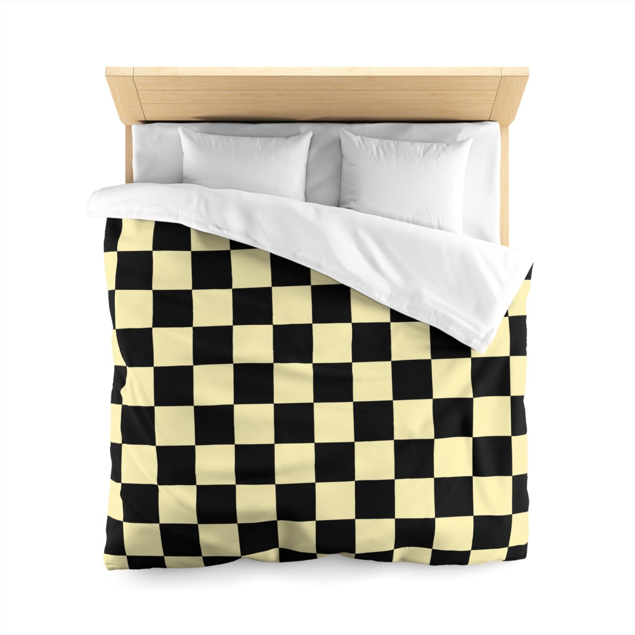 Checkerboard Black and Yellow Microfiber Duvet Cover, Artsulli - Art is Long, Life is Short, Home Decor, , , , , , , 
