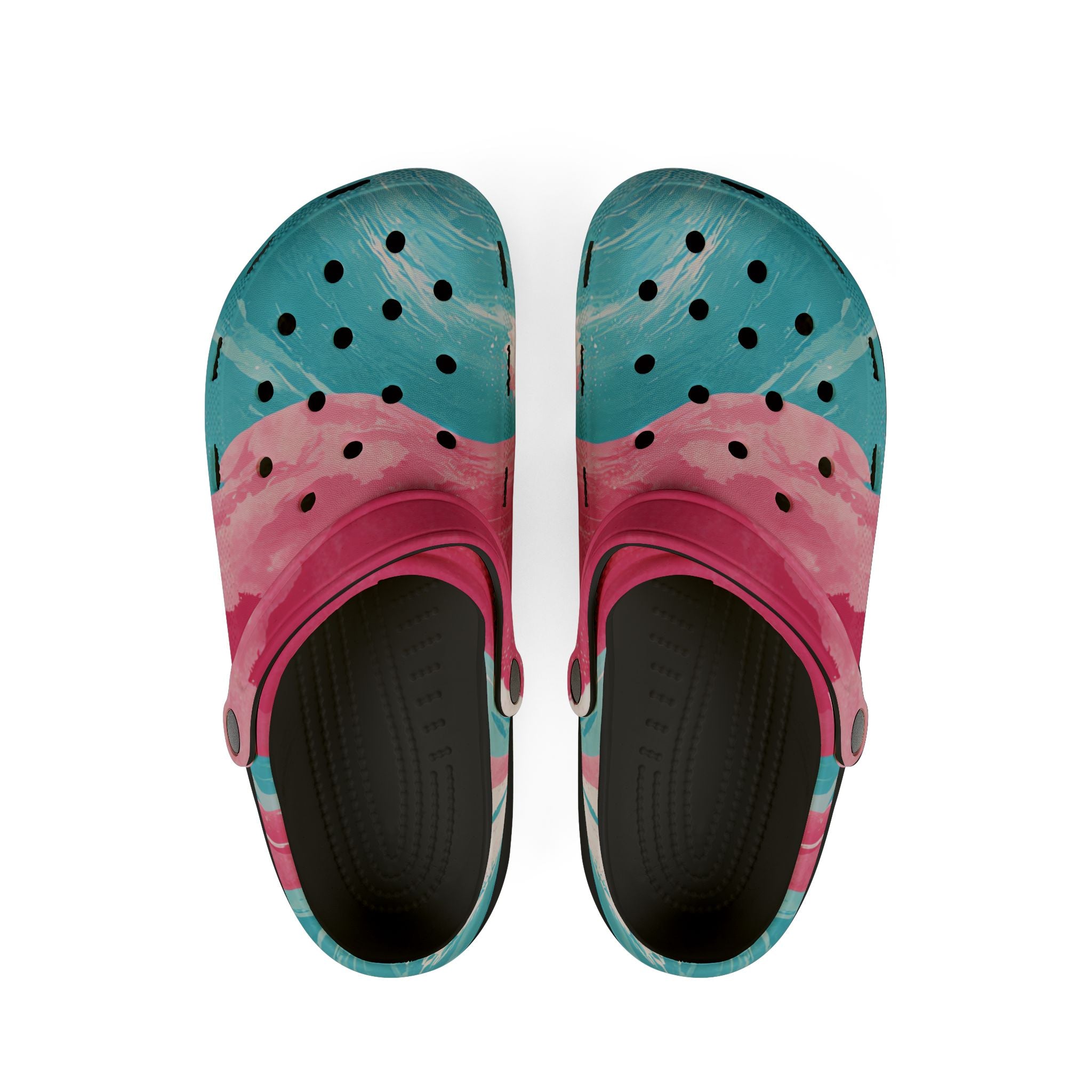 The Great Pastelwave Pink and Blue EVA Foam Rubber Shoes (AOP), Artsulli - Art is Long, Life is Short, Shoes, Size, US 6 (Women's), Color, Black, , , 14942781508063028142
