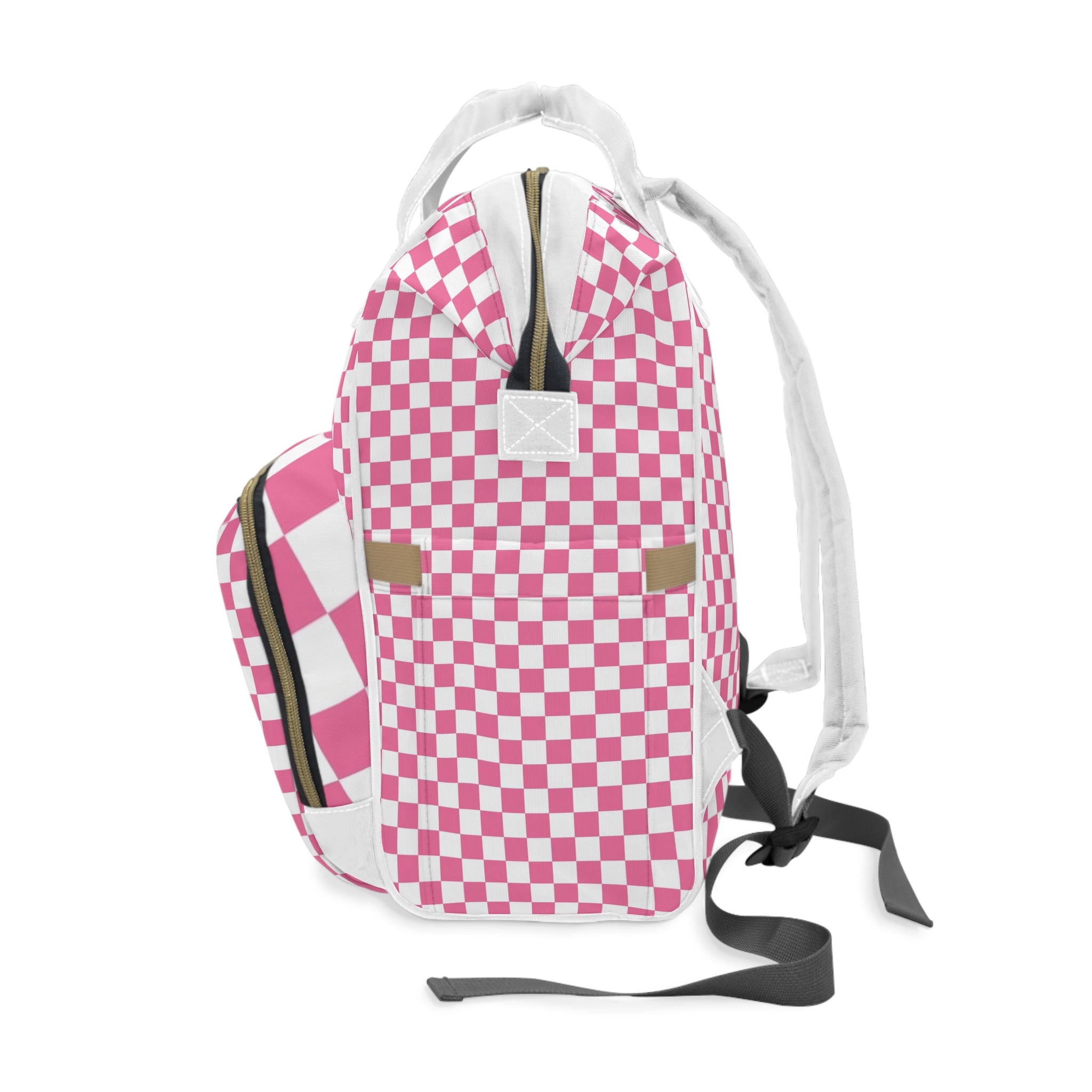 Yuyushiki Pink Check Multifunctional Diaper Backpack, Artsulli - Art is Long, Life is Short, Bags, , , , , , , 