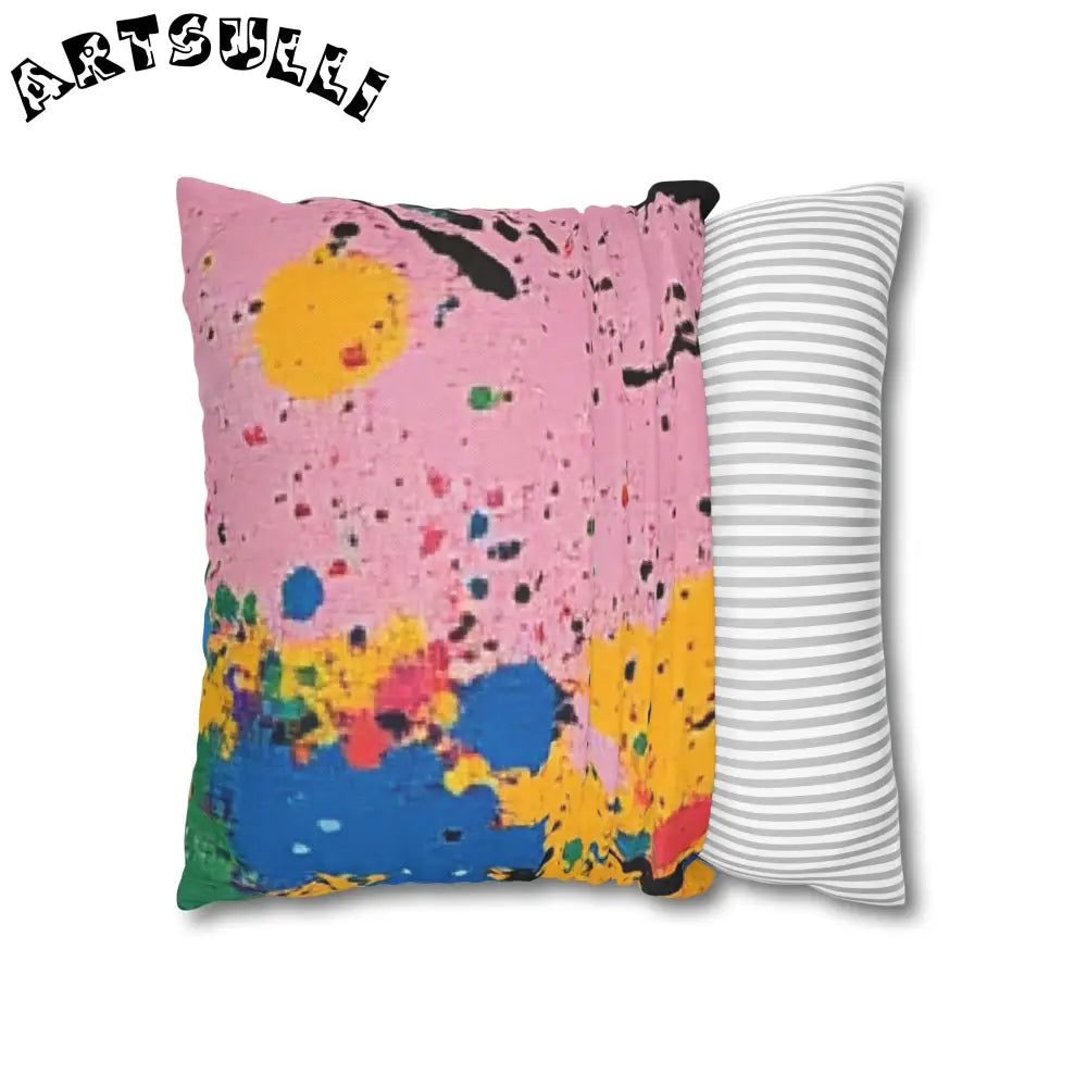 JAKKOUTTHEBXX The Colors Of Paint Splatter Spun Polyester Square