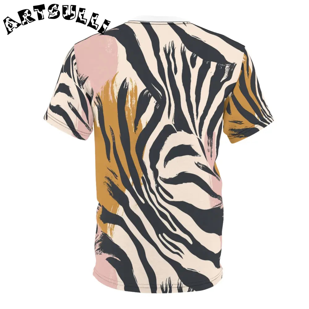 JAKKOUTTHEBXX Short Sleeve Abstract Zebra Print Art Printed Tee