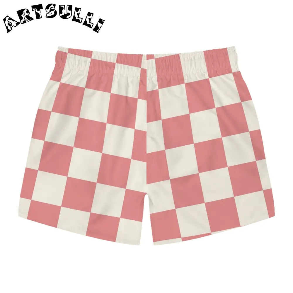 JAKKOUTTHEBXX Retro Checkered Grassland Sprites Swim Trunks (AOP)
