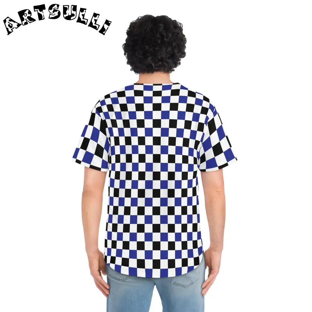 JAKKOUTTHEBXX Checkerboard II Blue White and Black Men’s Baseball
