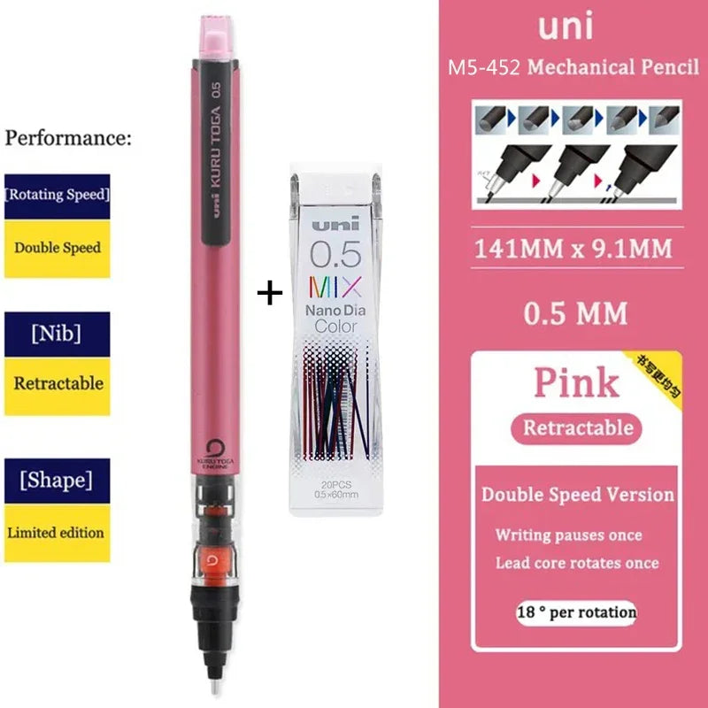 Buy The Best By Artsulli - Art is Long Life Short - Japan UNI Mechanical Pencil KURUTOGA 0.5mm Non Breakable Lead Drawing Activity M5-452