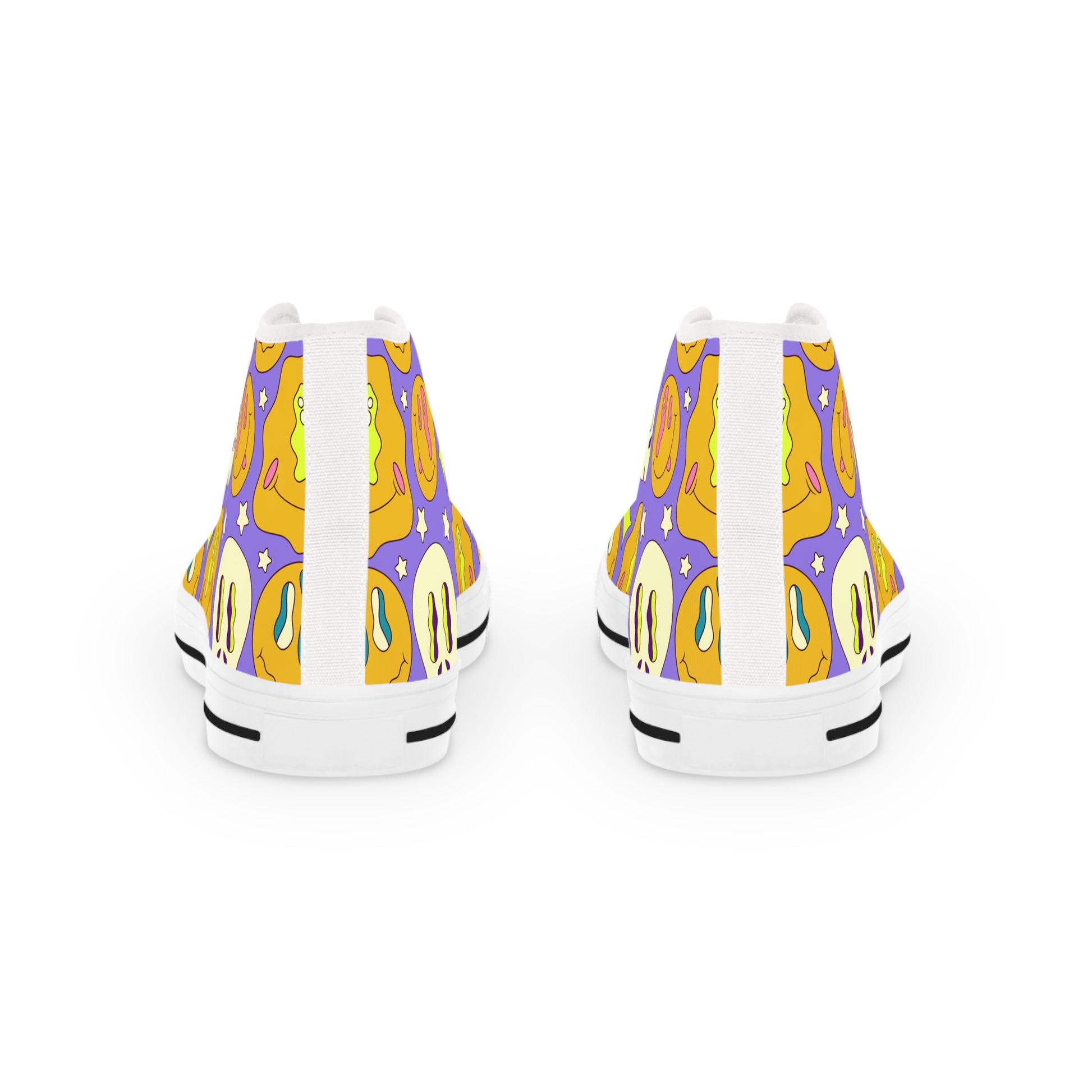 Trippy Crystallic Smiley Dayglo Men's High Top Sneakers, Artsulli - Art is Long, Life is Short, Shoes, , , , , , , 