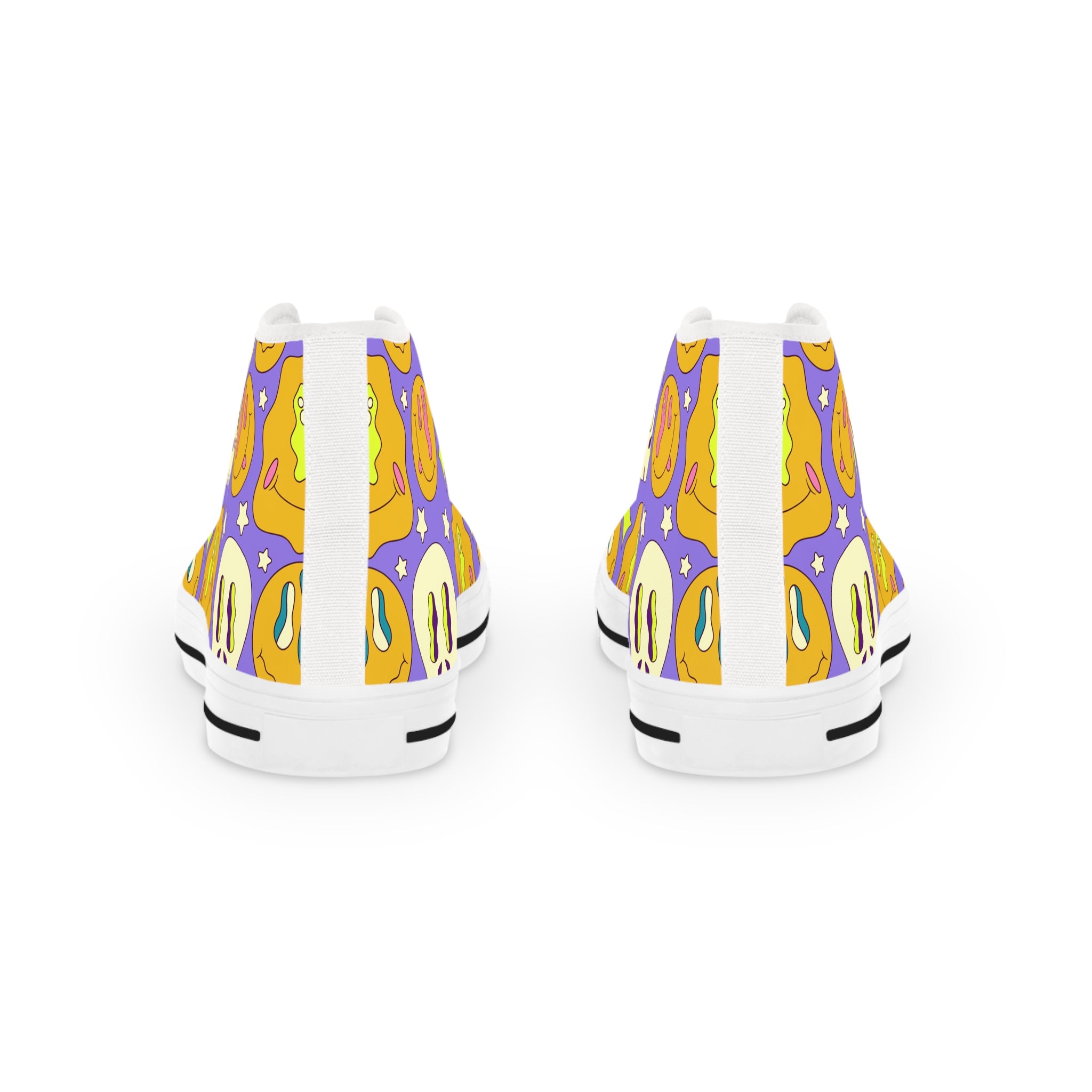 Trippy Crystallic Smiley Dayglo Men's High Top Sneakers, Artsulli - Art is Long, Life is Short, Shoes, , , , , , , 