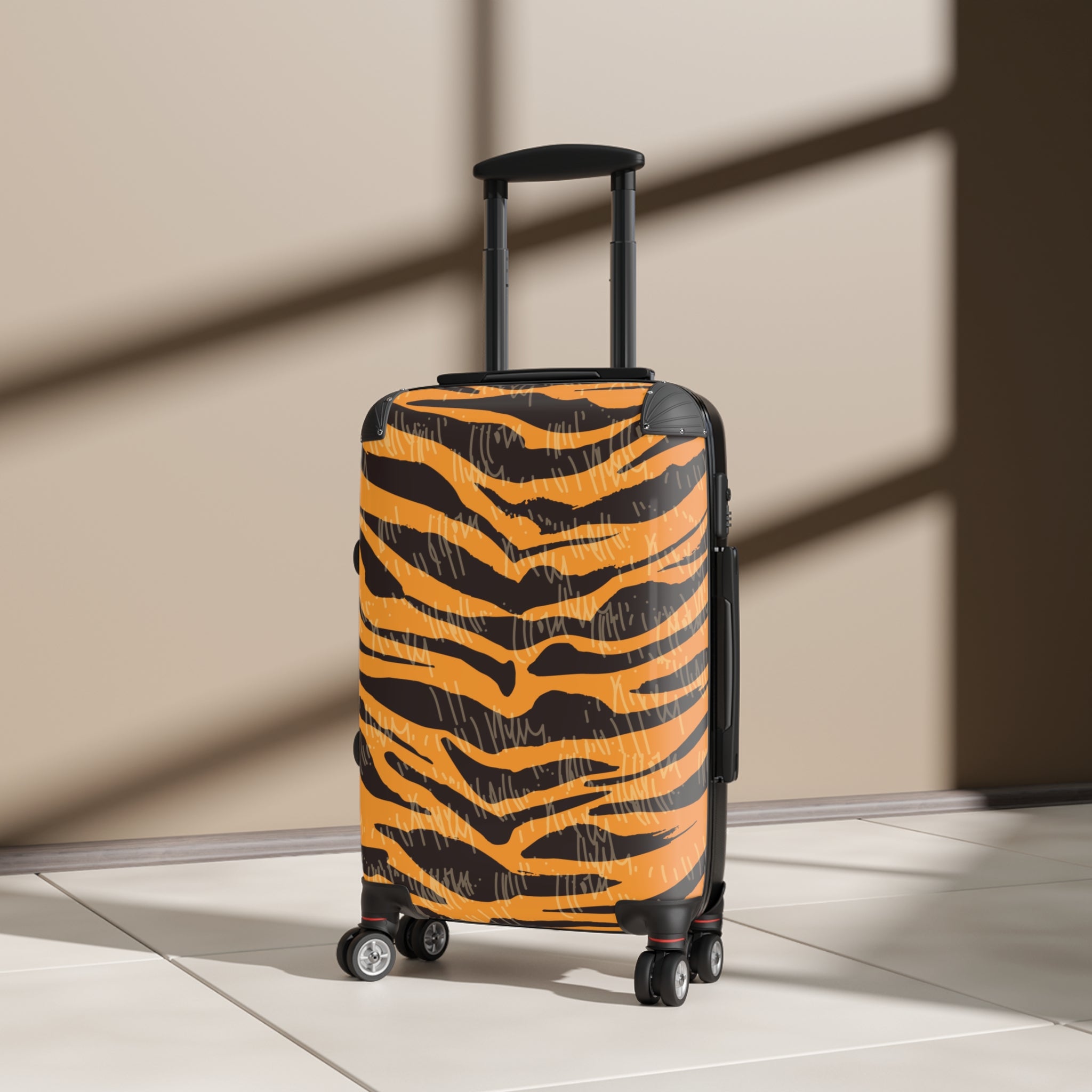 Tiger Scratches Orange & Black Suitcase, Artsulli - Art is Long, Life is Short, Bags, , , , , , , 