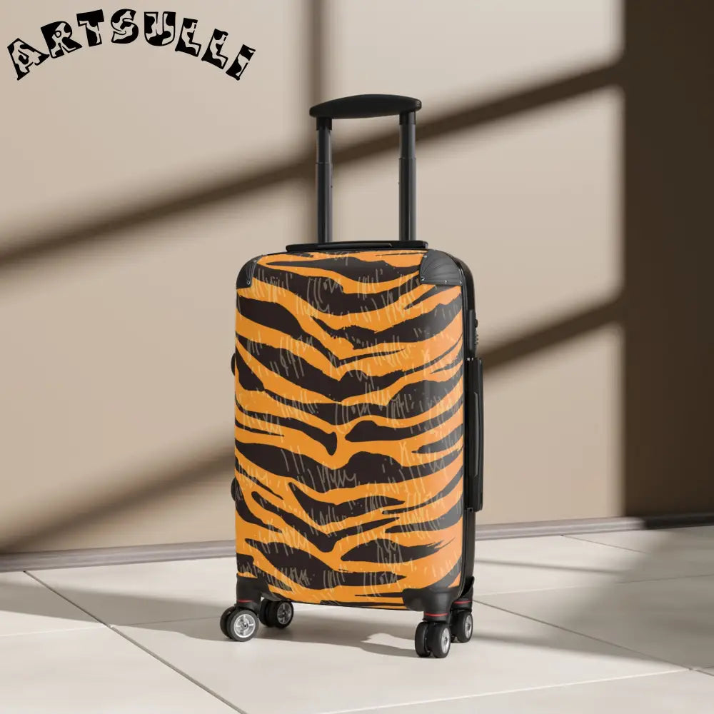 JAKKOUTTHEBXX Tiger Scratches Orange & Black Suitcase JAKKOUTTHEBXX