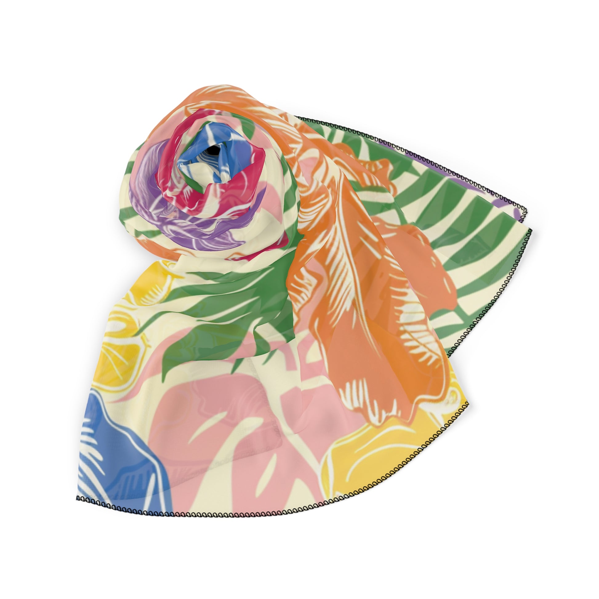Blooming Tropical Flowers Poly Scarf, Artsulli - Art is Long, Life is Short, Accessories, , , , , , , 
