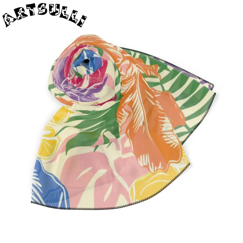 JAKKOUTTHEBXX Quality Illustration Tropical Floral Scarf Quality Illustration Tropical Floral Scarf