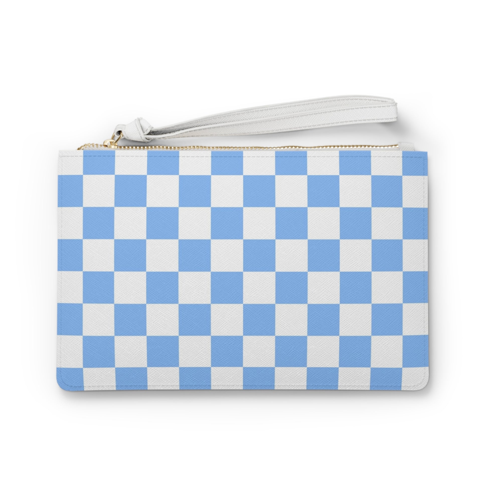 Checkerboard White and Light Blue Clutch Bag, Artsulli - Art is Long, Life is Short, Bags, Size, One size, , , , , 17094310482461958875