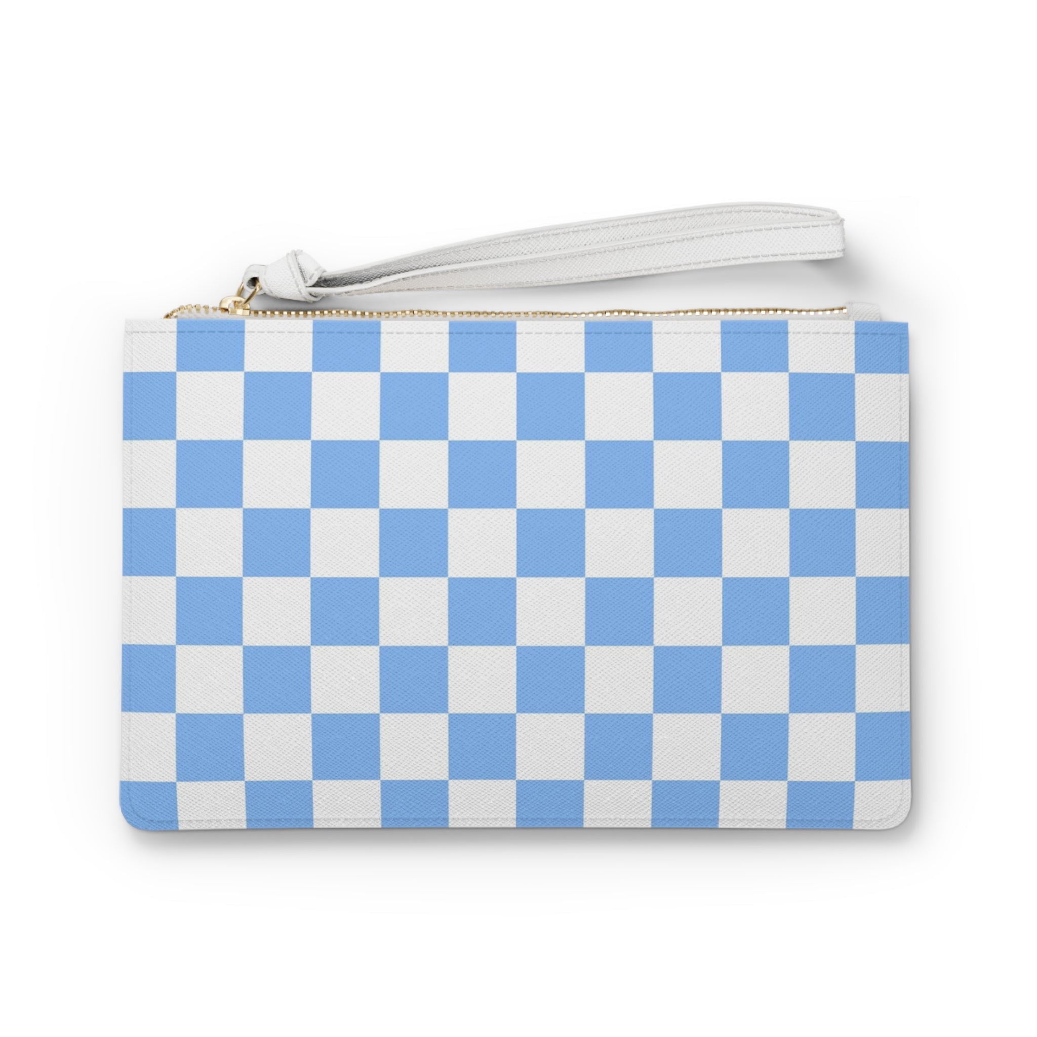 Checkerboard White and Light Blue Clutch Bag, Artsulli - Art is Long, Life is Short, Bags, Size, One size, , , , , 17094310482461958875