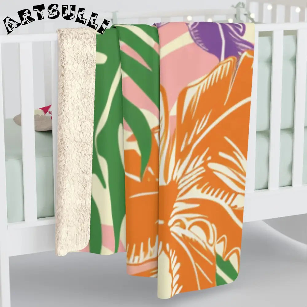 JAKKOUTTHEBXX Tropical Floral Cozy Fleece Blanket - JAKKOUTTHEBXX