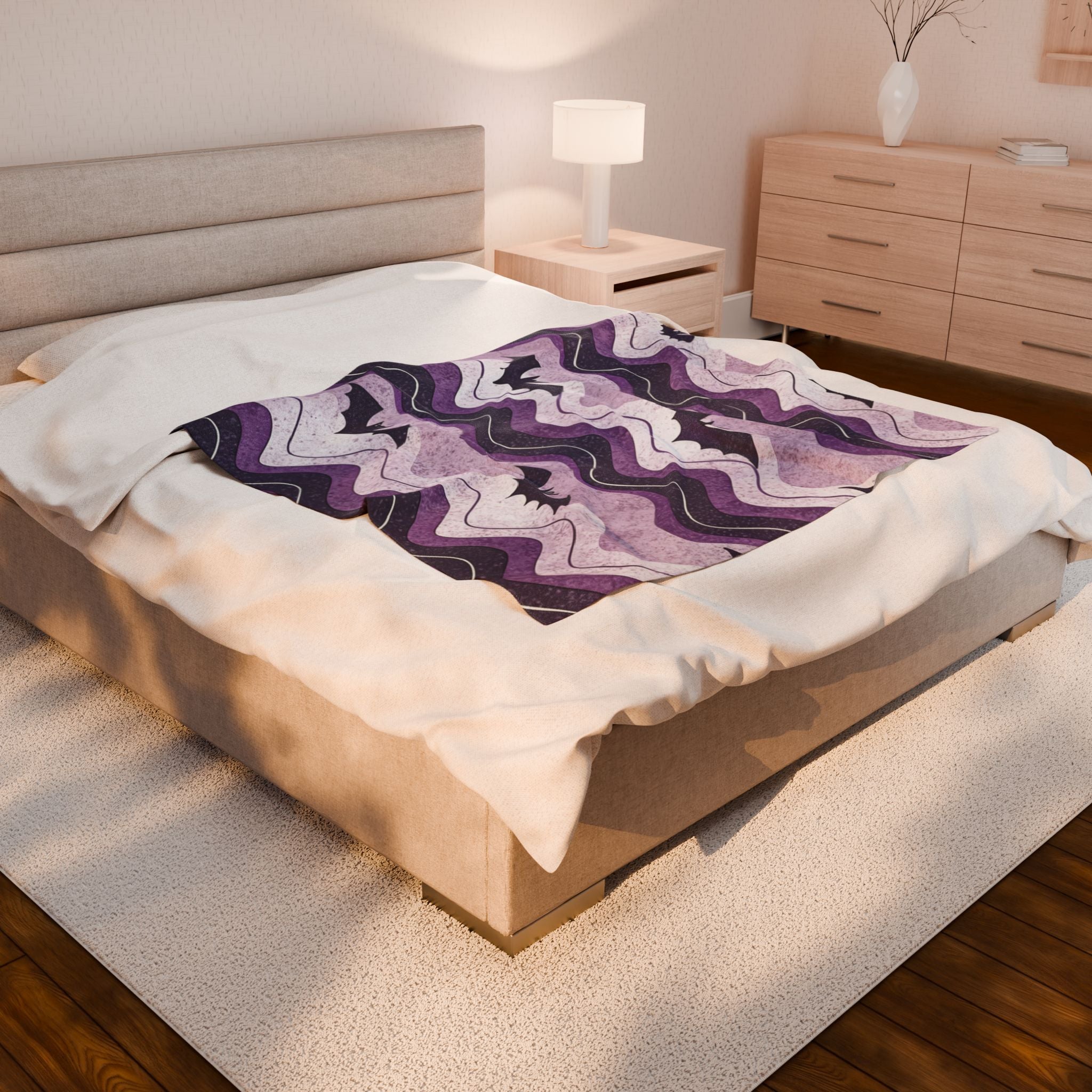 Bat Wave Velveteen Plush Blanket, Artsulli - Art is Long, Life is Short, All Over Prints, , , , , , , 