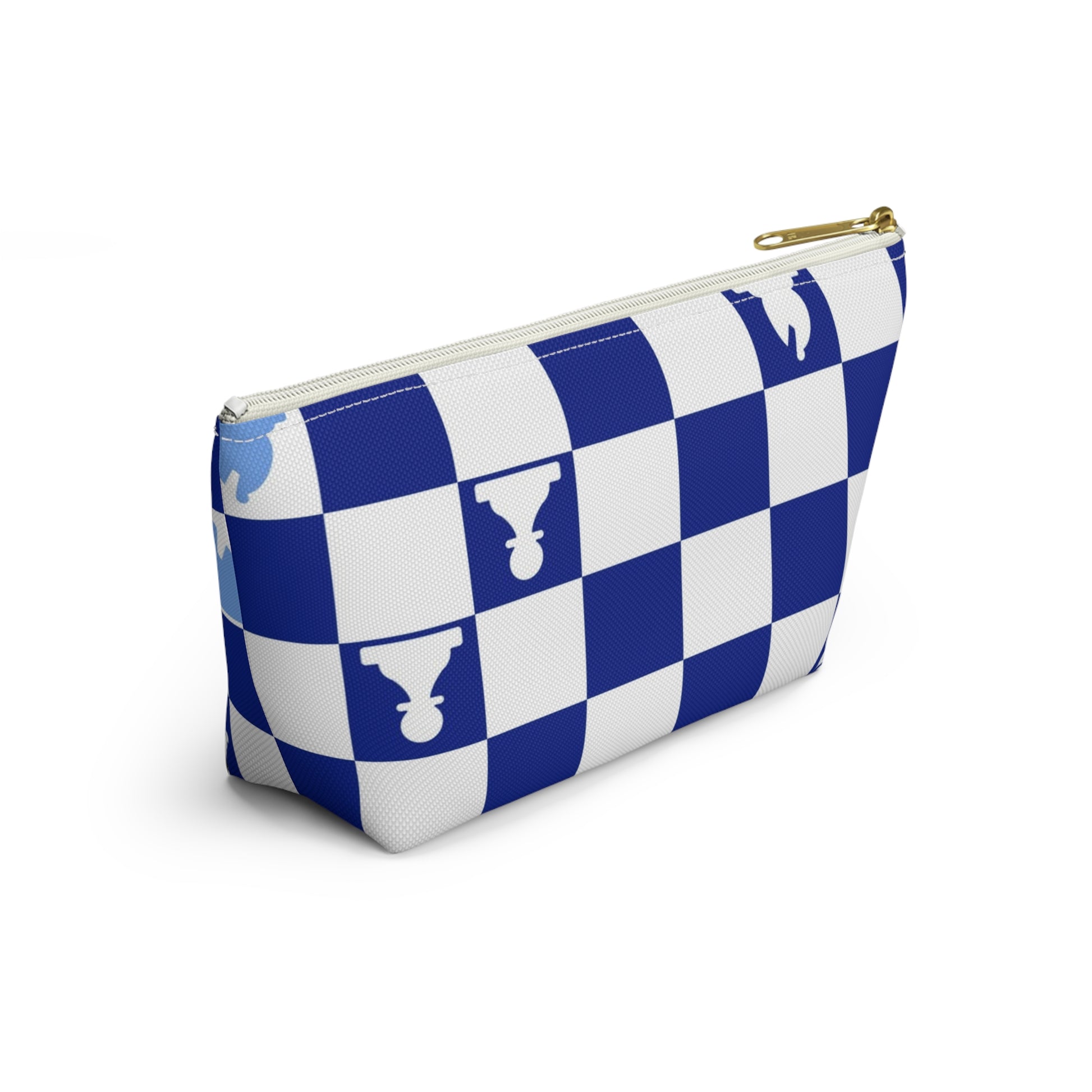 Chessboard Navy Blue Accessory Pouch w T-bottom, Artsulli - Art is Long, Life is Short, Bags, , , , , , , 