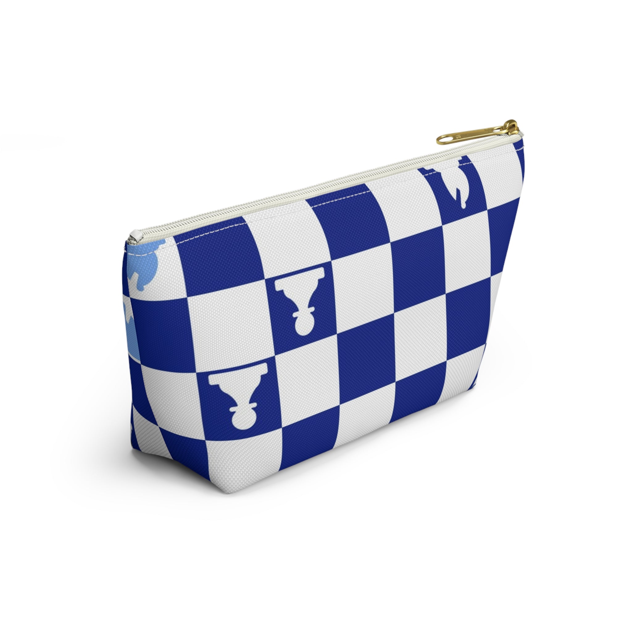 Chessboard Navy Blue Accessory Pouch w T-bottom, Artsulli - Art is Long, Life is Short, Bags, , , , , , , 