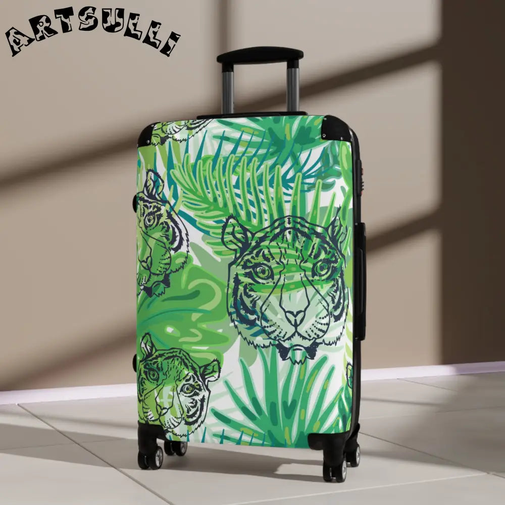 JAKKOUTTHEBXX Tropical Jungle Tigers Green Suitcase JAKKOUTTHEBXX