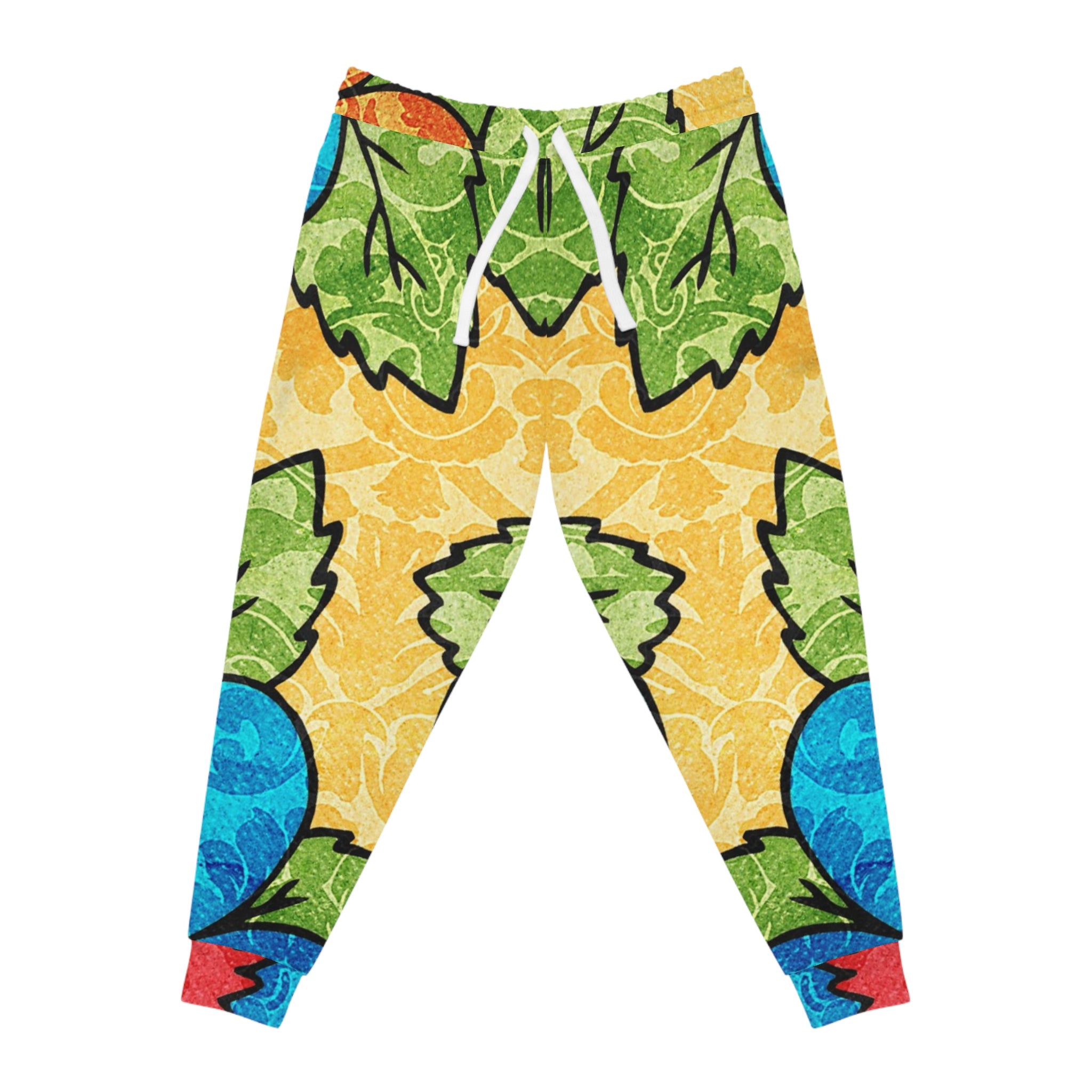 Groovy Yellow Floral Kl Athletic Joggers (AOP), Artsulli - Art is Long, Life is Short, All Over Prints, Size, S, Color, Seam thread color automatically matched to design, , , 29879479510887093132