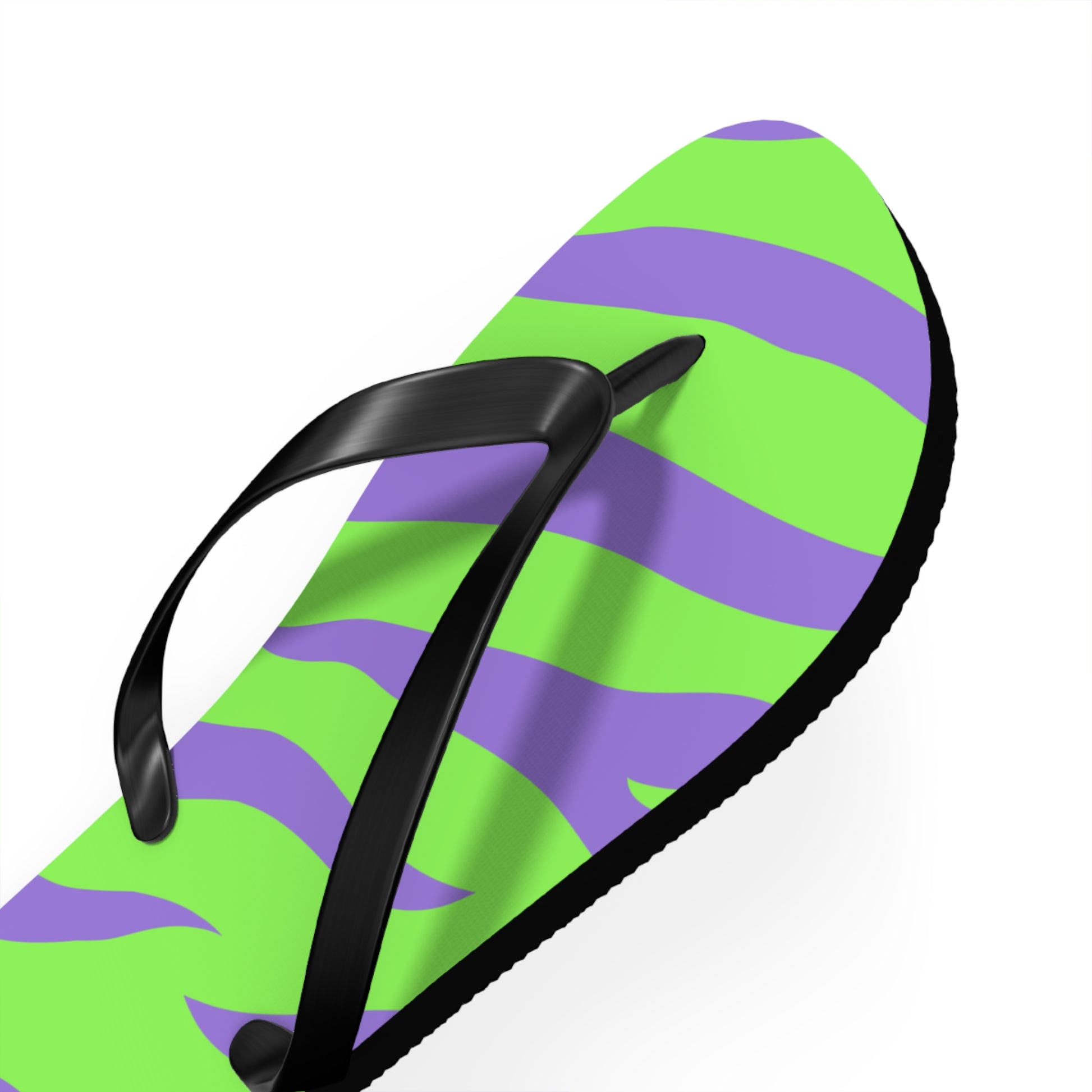 Tyrannosaurus Print Green and Purple Flip Flops, Artsulli - Art is Long, Life is Short, Shoes, , , , , , , 