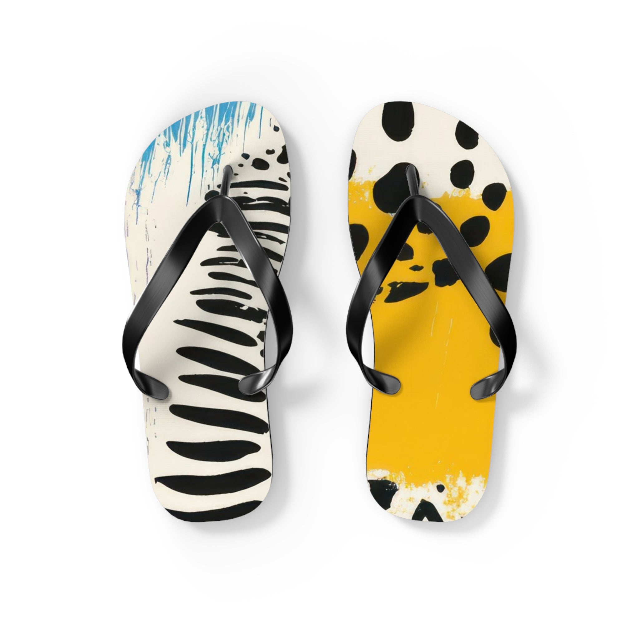 Rae Zebra Rhapsody Flip Flops, Artsulli - Art is Long, Life is Short, Shoes, Size, S, Color, Black sole, , , 97862713153535