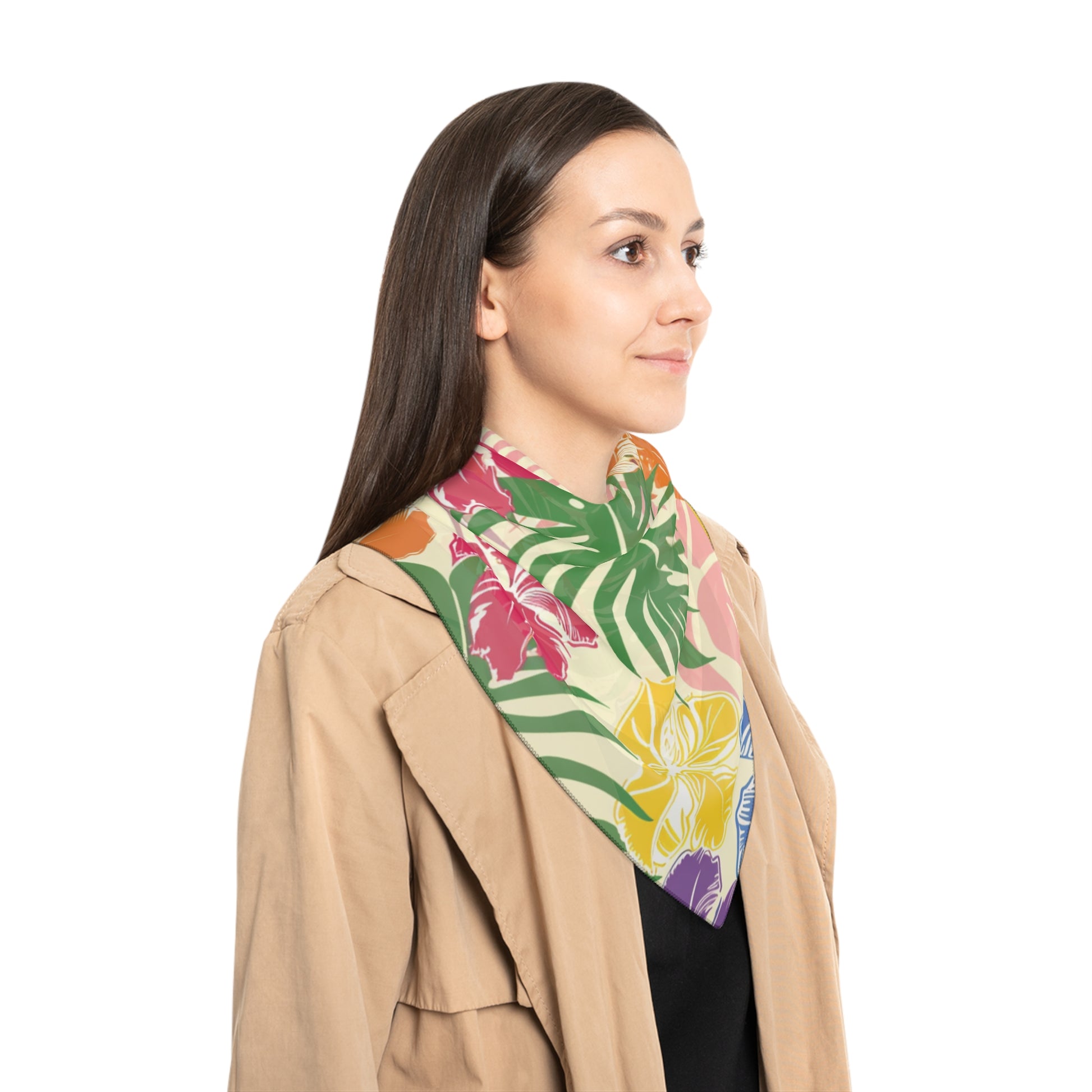 Blooming Tropical Flowers Poly Scarf, Artsulli - Art is Long, Life is Short, Accessories, , , , , , , 