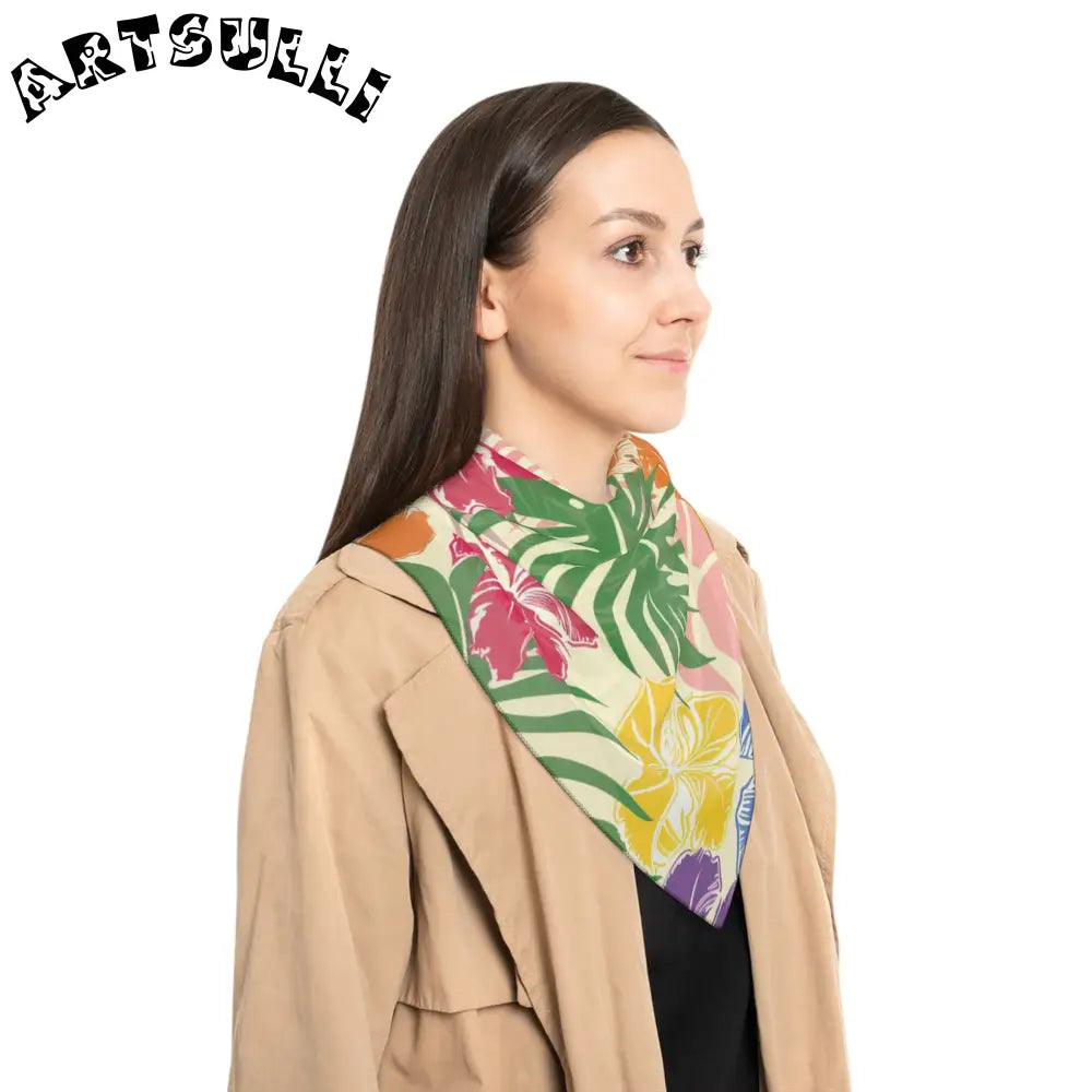 JAKKOUTTHEBXX Quality Illustration Tropical Floral Scarf Quality Illustration Tropical Floral Scarf