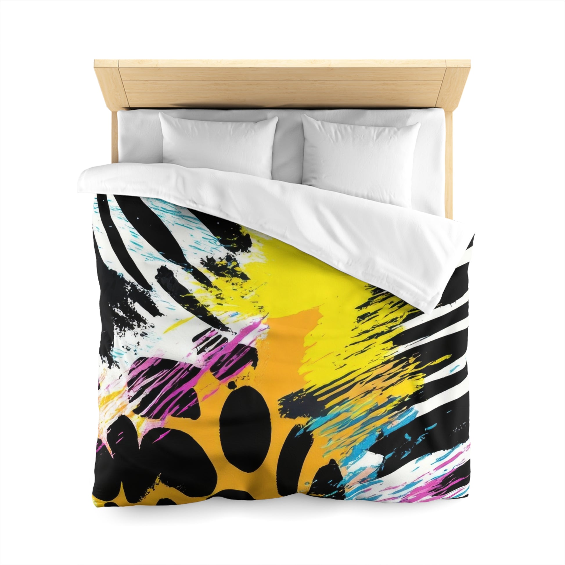 Zebra Stripes x Leapord Print x Paint Splatter Multi-Color Microfiber Duvet Cover, Artsulli - Art is Long, Life is Short, Home Decor, , , , , , , 