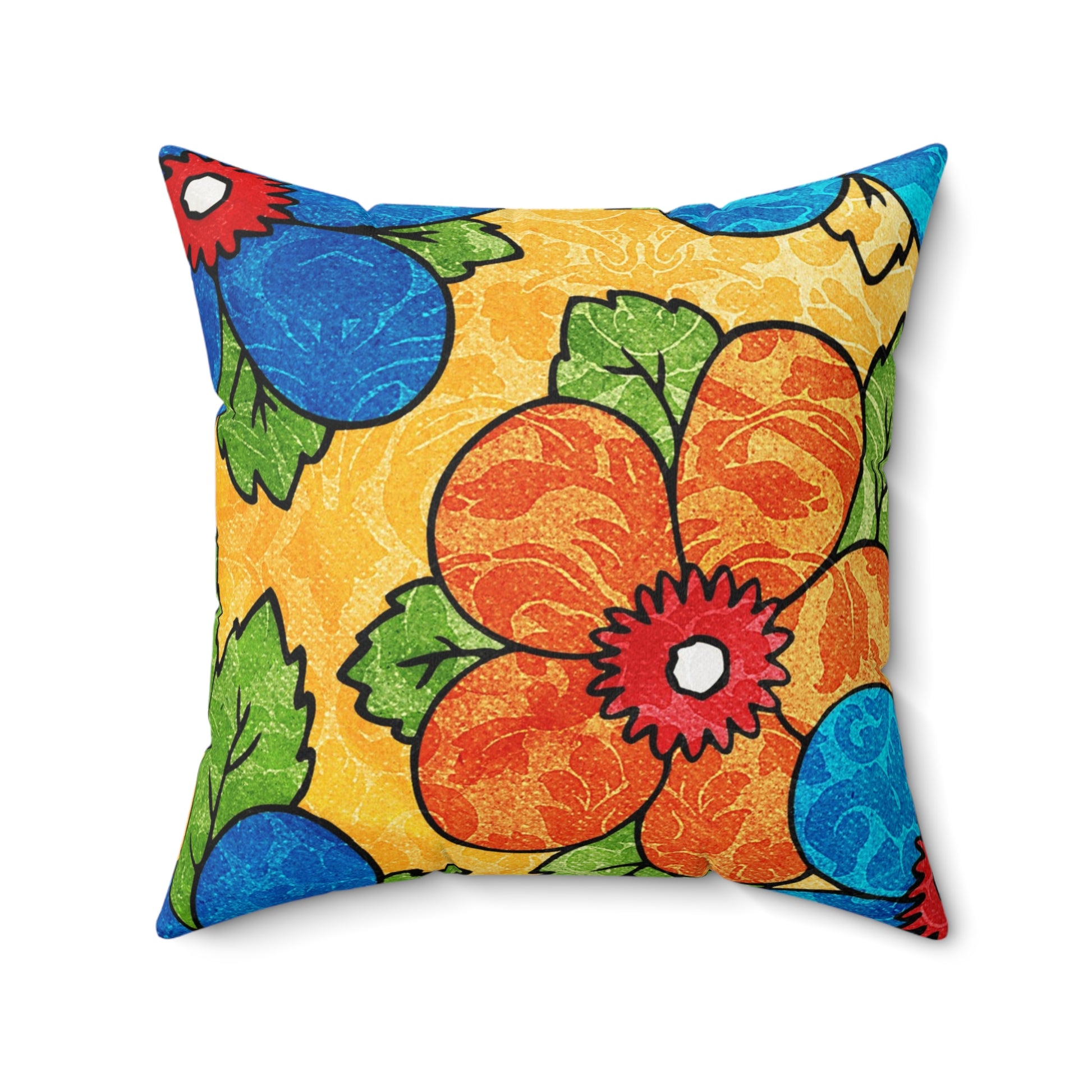 Groovy Yellow Floral Kl Spun Polyester Square Pillow, Artsulli - Art is Long, Life is Short, Home Decor, Size, 20" × 20", , , , , 22332450435318788778