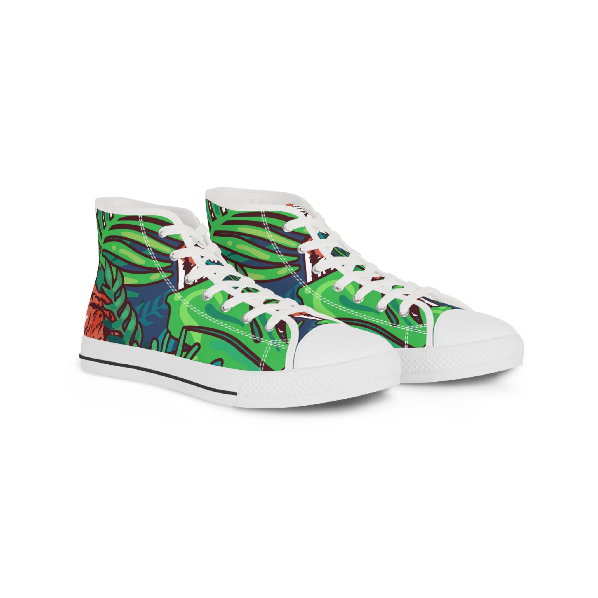 Tropical Jungle Tigers II Men's High Top Sneakers, Artsulli - Art is Long, Life is Short, Shoes, Size, US 5, Color, White sole, , , 14936850743317
