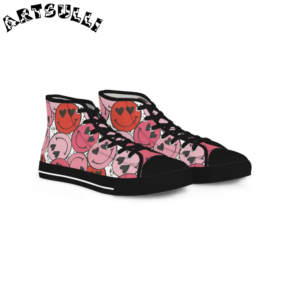 JAKKOUTTHEBXX Smiley Face x Heart Eyes Pink and Red Men’s High Top