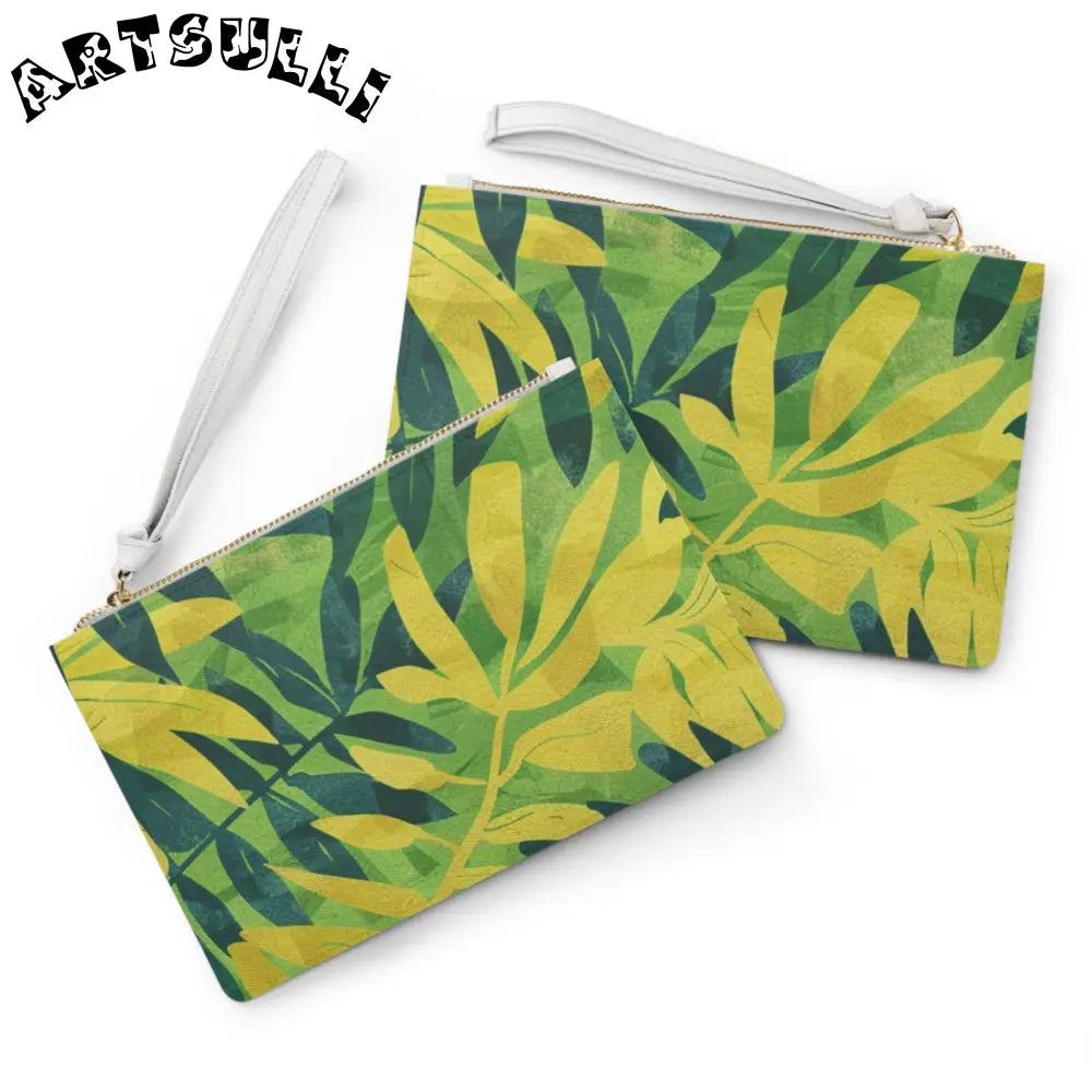 JAKKOUTTHEBXX Tropical Leaf Art Printed Clutch Bag JAKKOUTTHEBXX