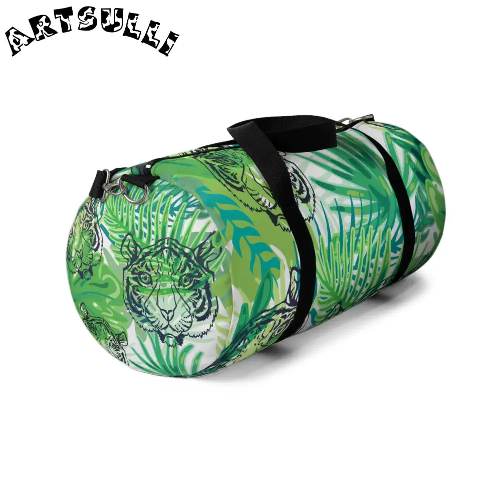 JAKKOUTTHEBXX Tropical Jungle Tigers Green Duffel Bag JAKKOUTTHEBXX