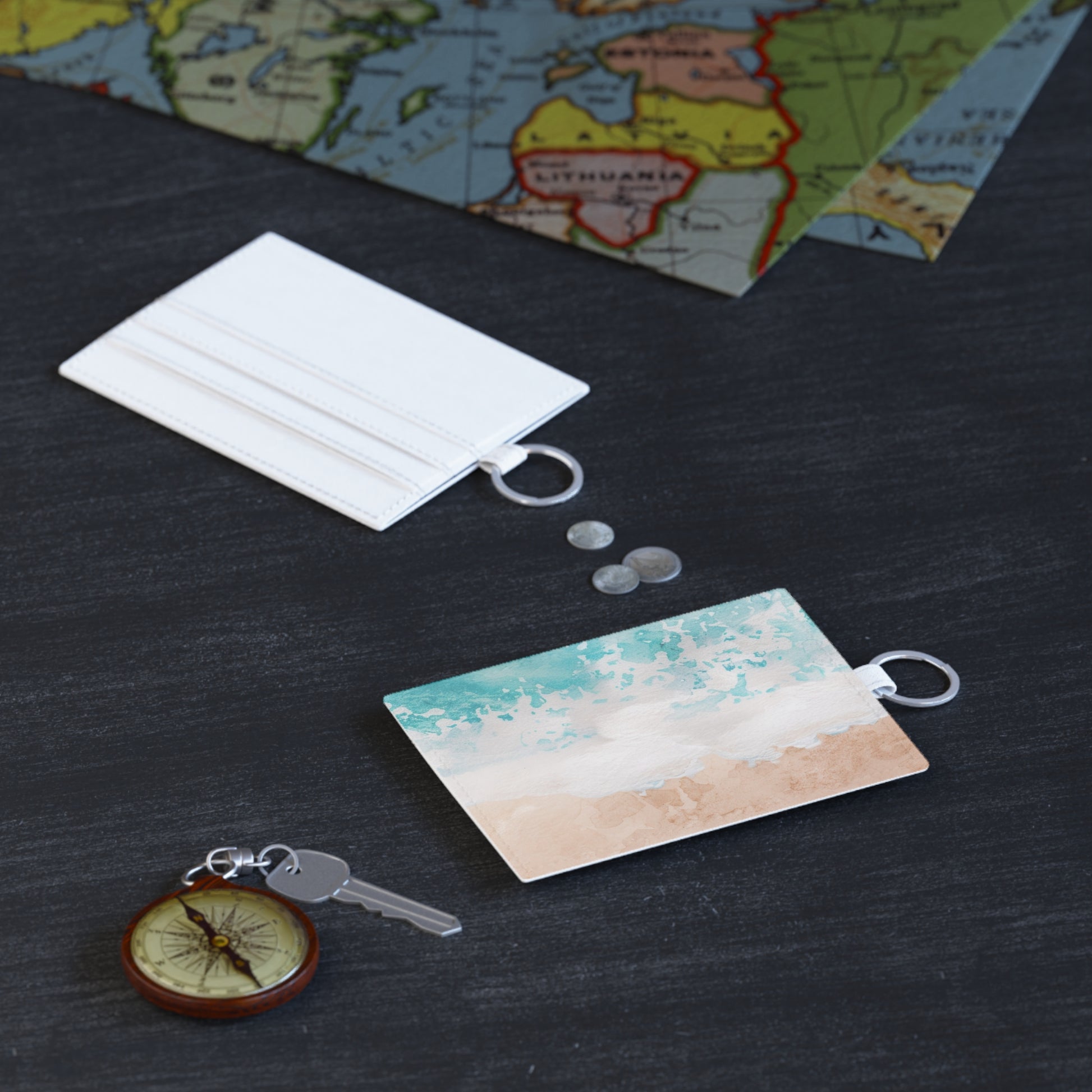 Seashore Saffiano Leather Card Holder, Artsulli - Art is Long, Life is Short, Accessories, , , , , , , 