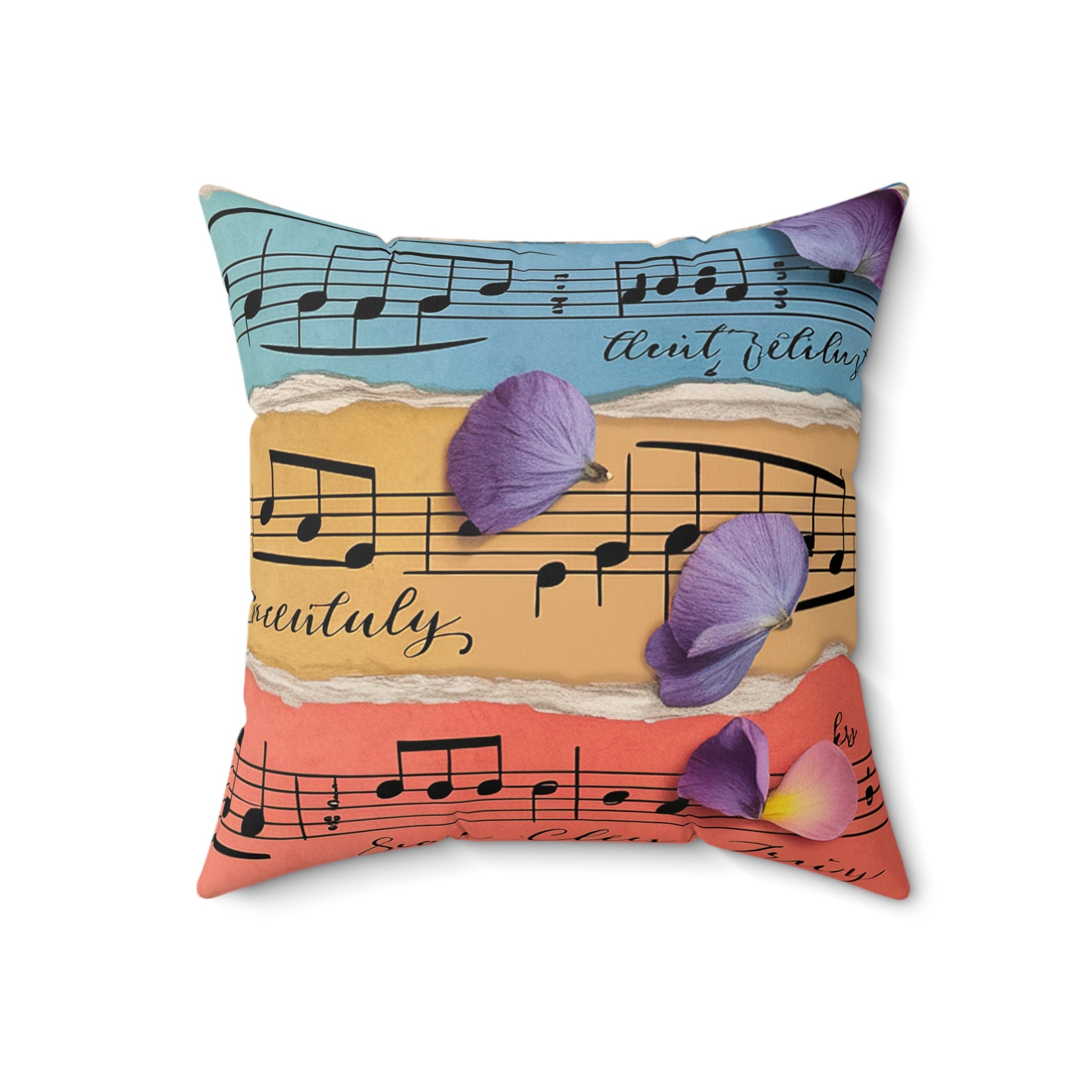 Torn Type Beat Sheet Music Multi-Color Spun Polyester Square Pillow, Artsulli - Art is Long, Life is Short, Home Decor, , , , , , , 