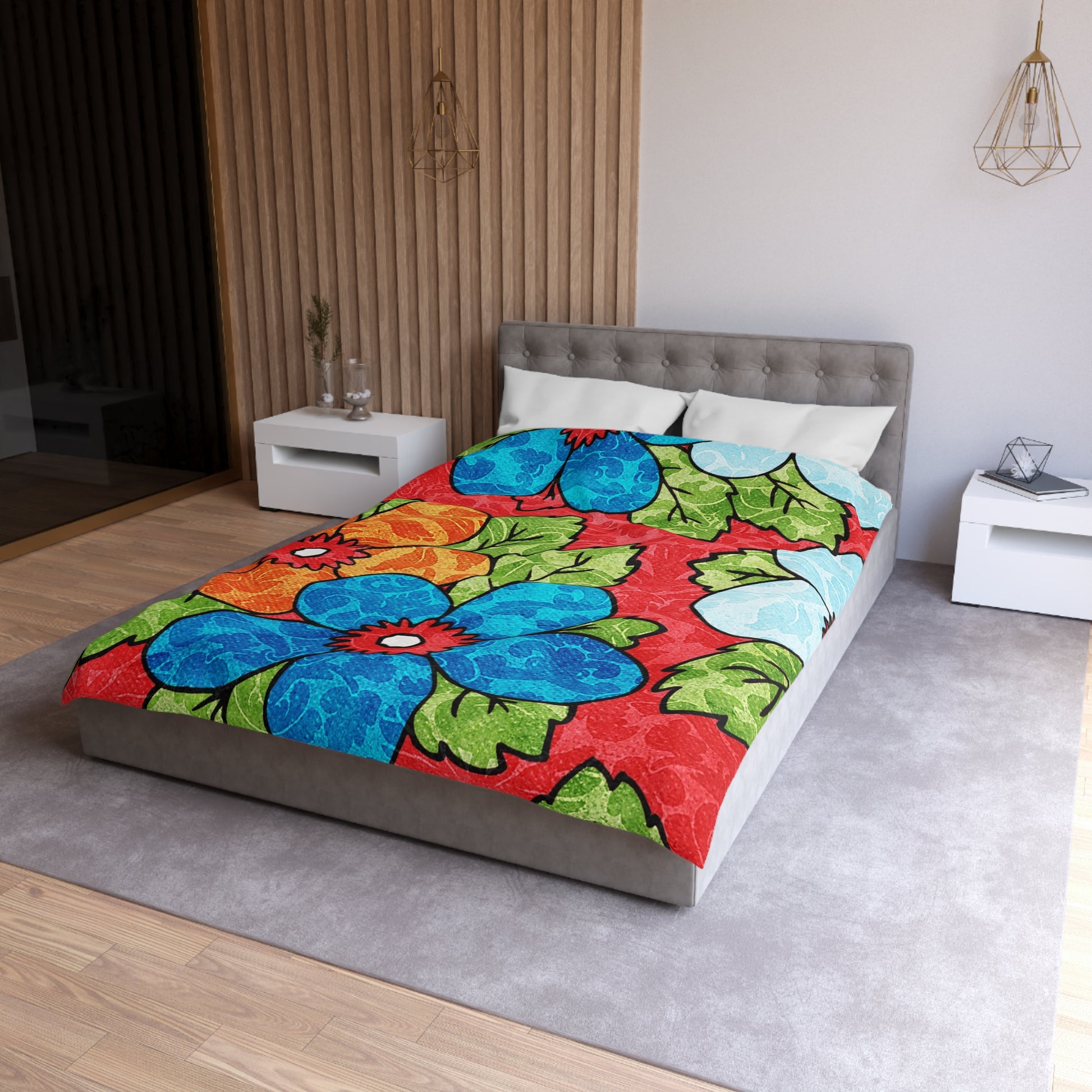Groovy Red Floral Kl Microfiber Duvet Cover, Artsulli - Art is Long, Life is Short, Home Decor, , , , , , , 