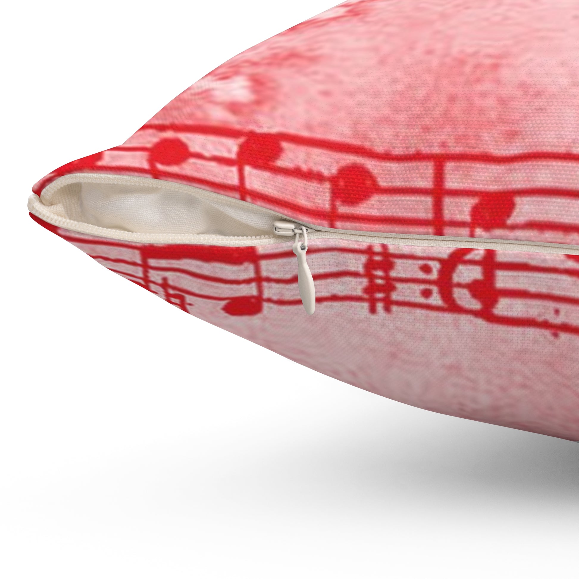 Drip Spill Type Beat Sheet Music Red Spun Polyester Square Pillow, Artsulli - Art is Long, Life is Short, Home Decor, , , , , , , 