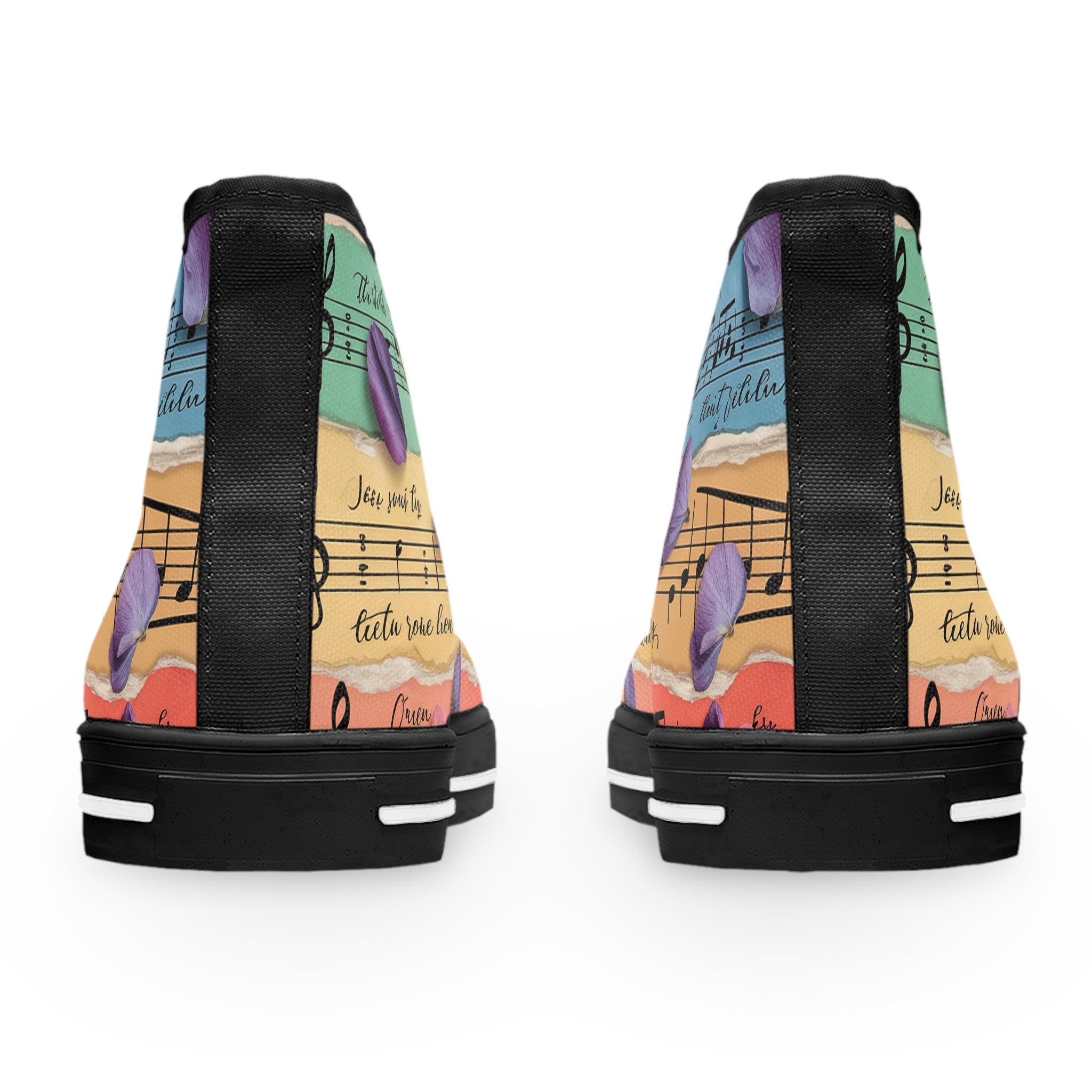 Torn Type Beat Sheet Music Women's High Top Sneakers, Artsulli - Art is Long, Life is Short, Shoes, , , , , , , 