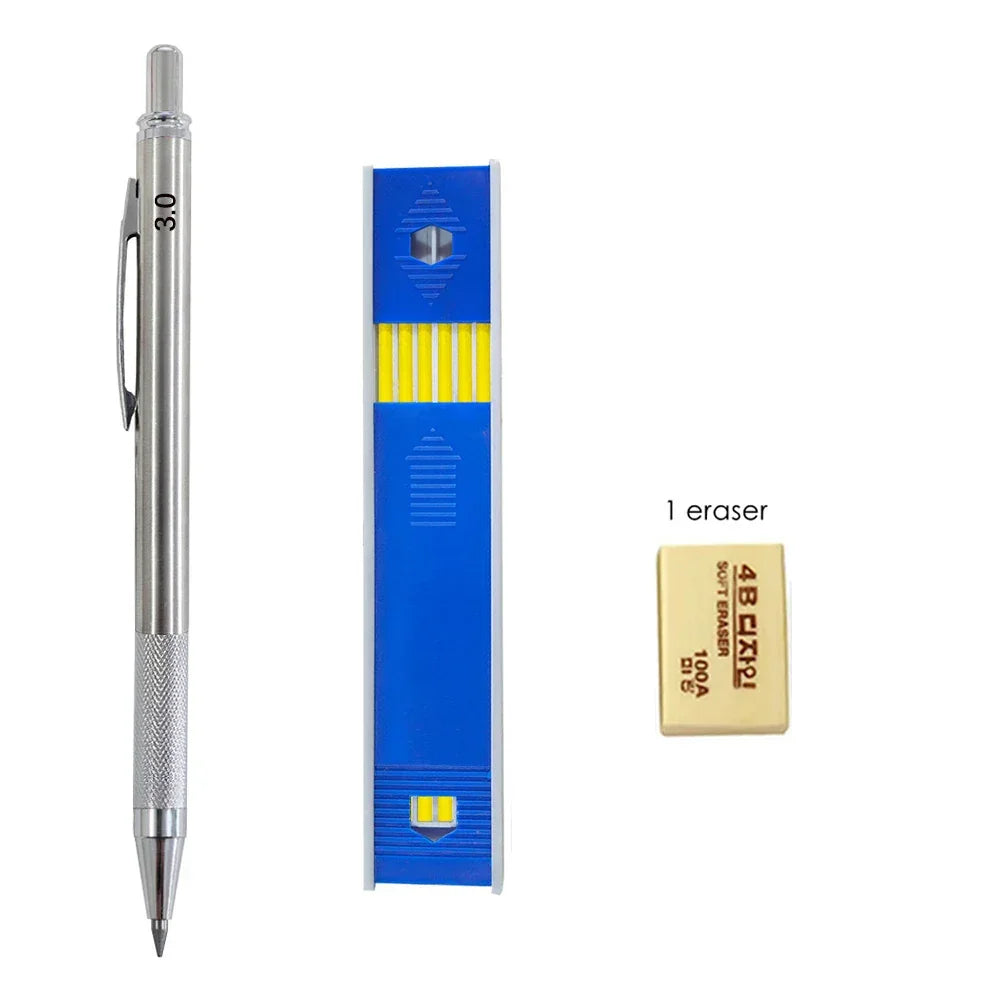 Buy The Best By Artsulli - Art is Long Life Short - Mechanical Pencil Set 3.0mm Full Metal Drawing Painting Automatic with Leads Office