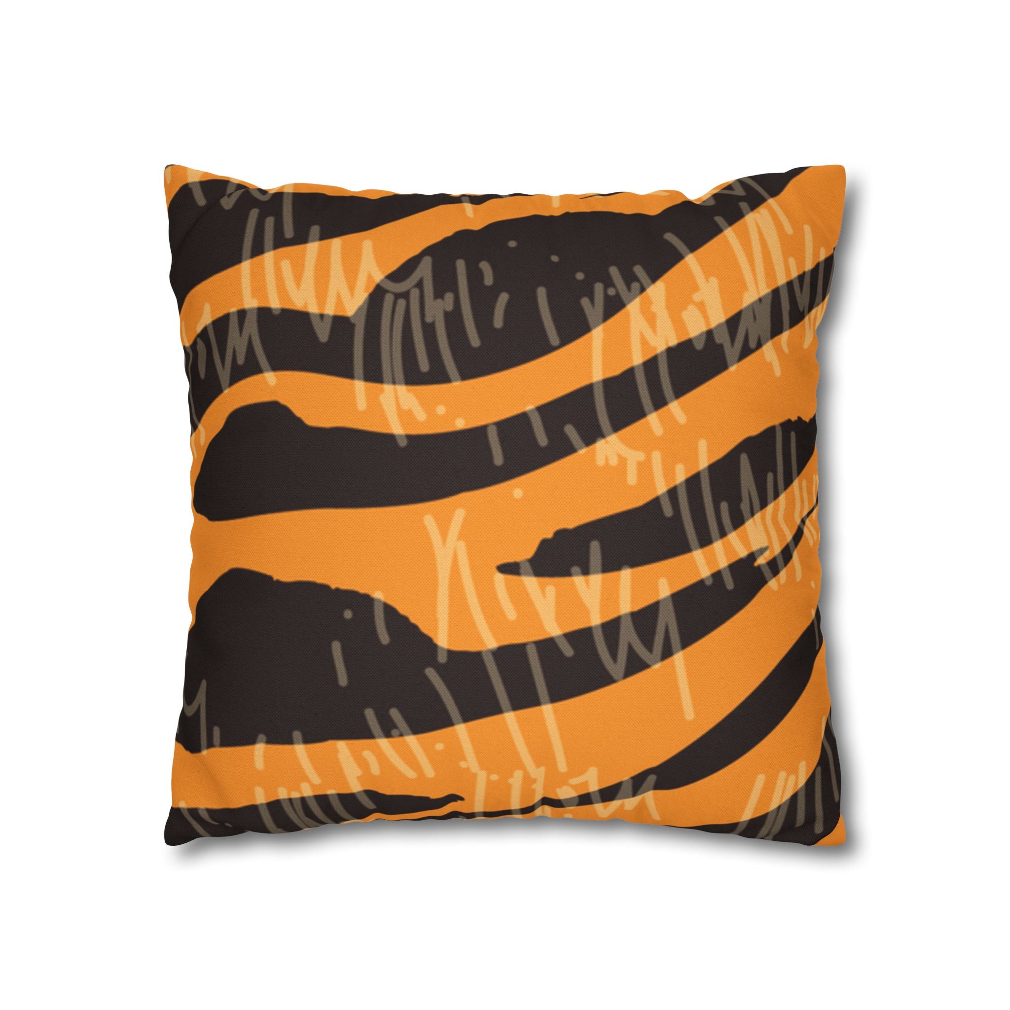 Tiger Scratches Orange & Black Spun Polyester Square Pillowcase, Artsulli - Art is Long, Life is Short, Home Decor, , , , , , , 