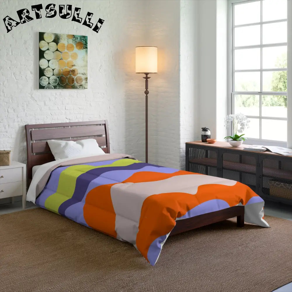 JAKKOUTTHEBXX Waves Red and Blue Comforter JAKKOUTTHEBXX Artsulli