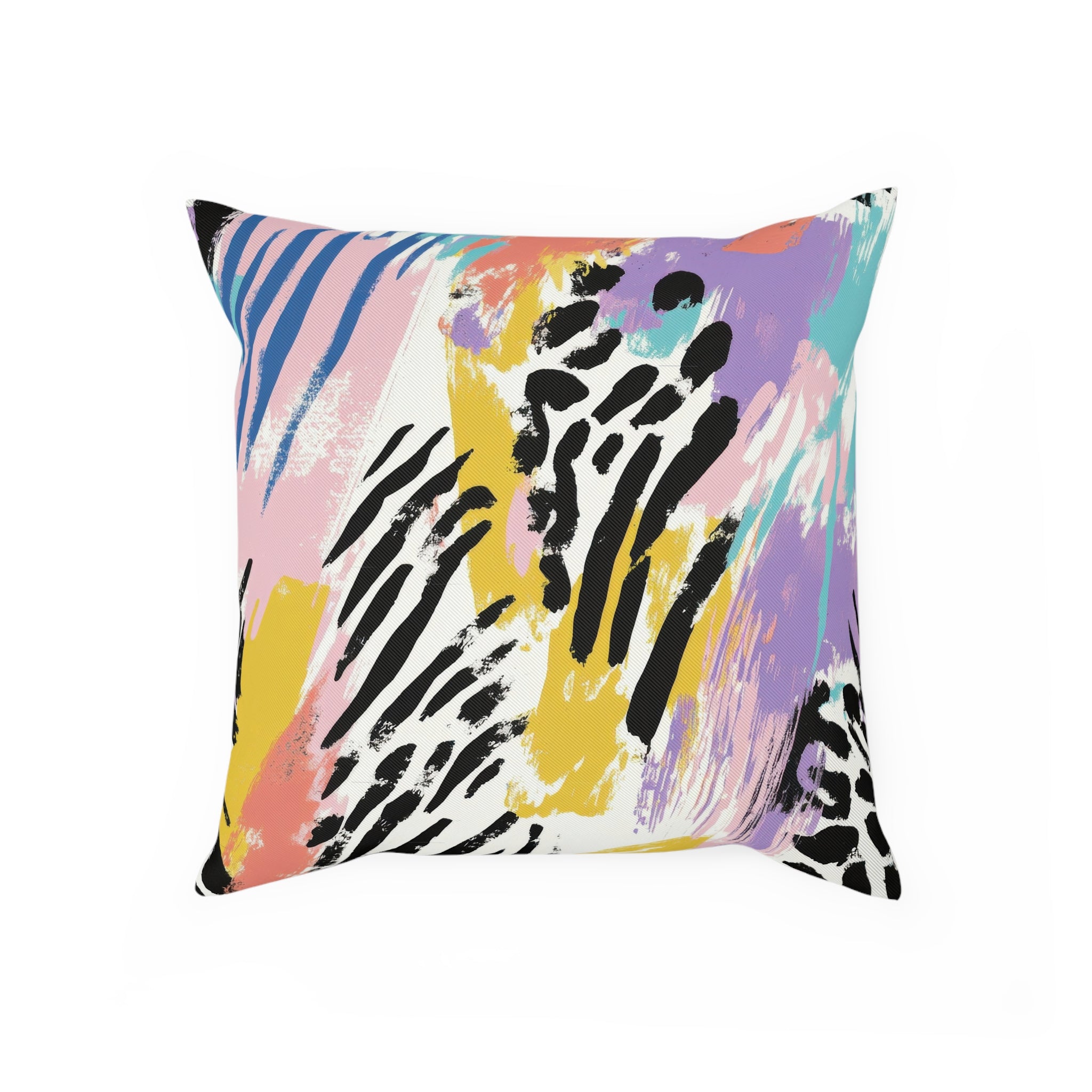 Wild Zebra Stripes x Paint Brush Strokes Multi-Color Cushion, Artsulli - Art is Long, Life is Short, Home Decor, Size, 15.7" × 15.7", , , , , 15722481381267