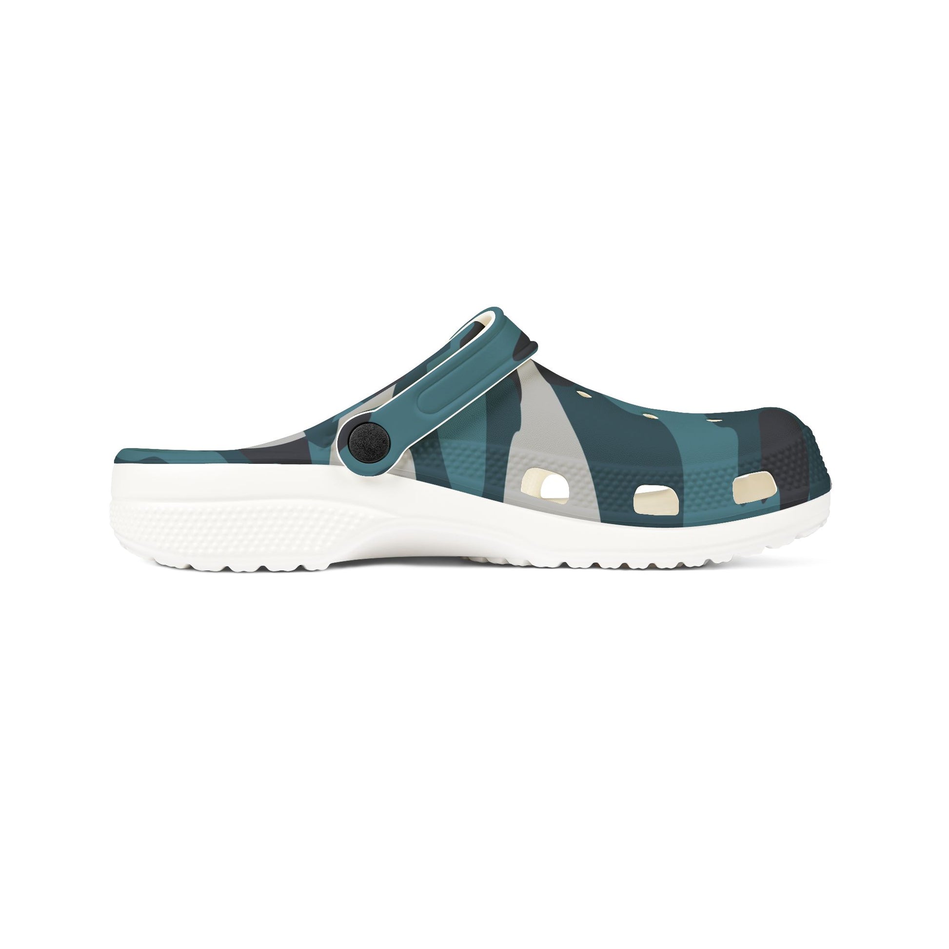 Blue Camouflage EVA Foam Rubber Shoes (AOP), Artsulli - Art is Long, Life is Short, Shoes, , , , , , , 