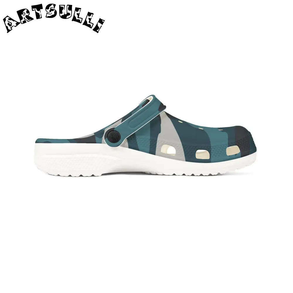 JAKKOUTTHEBXX Blue Camouflage EVA Foam Rubber Shoes (AOP)