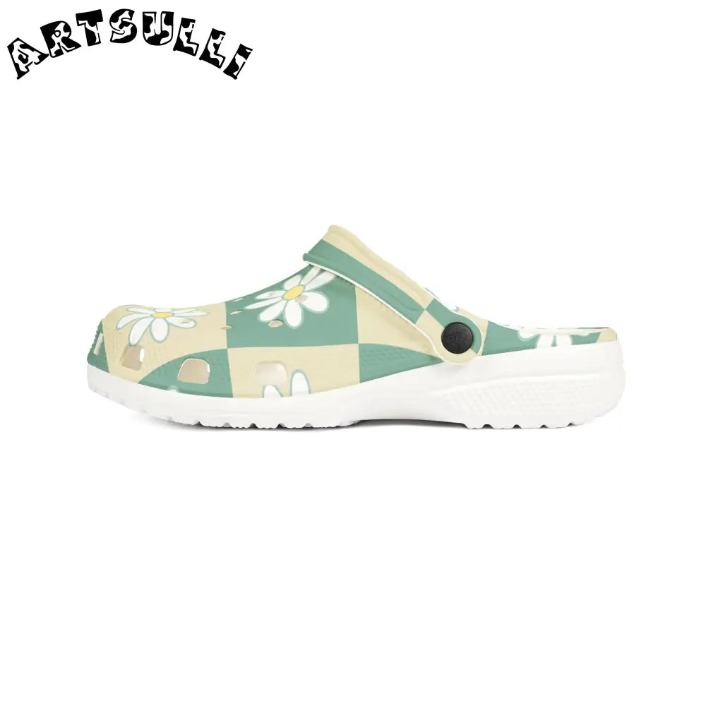 JAKKOUTTHEBXX Retro Daisy Checkerboard Green and Tan EVA Foam Rubber