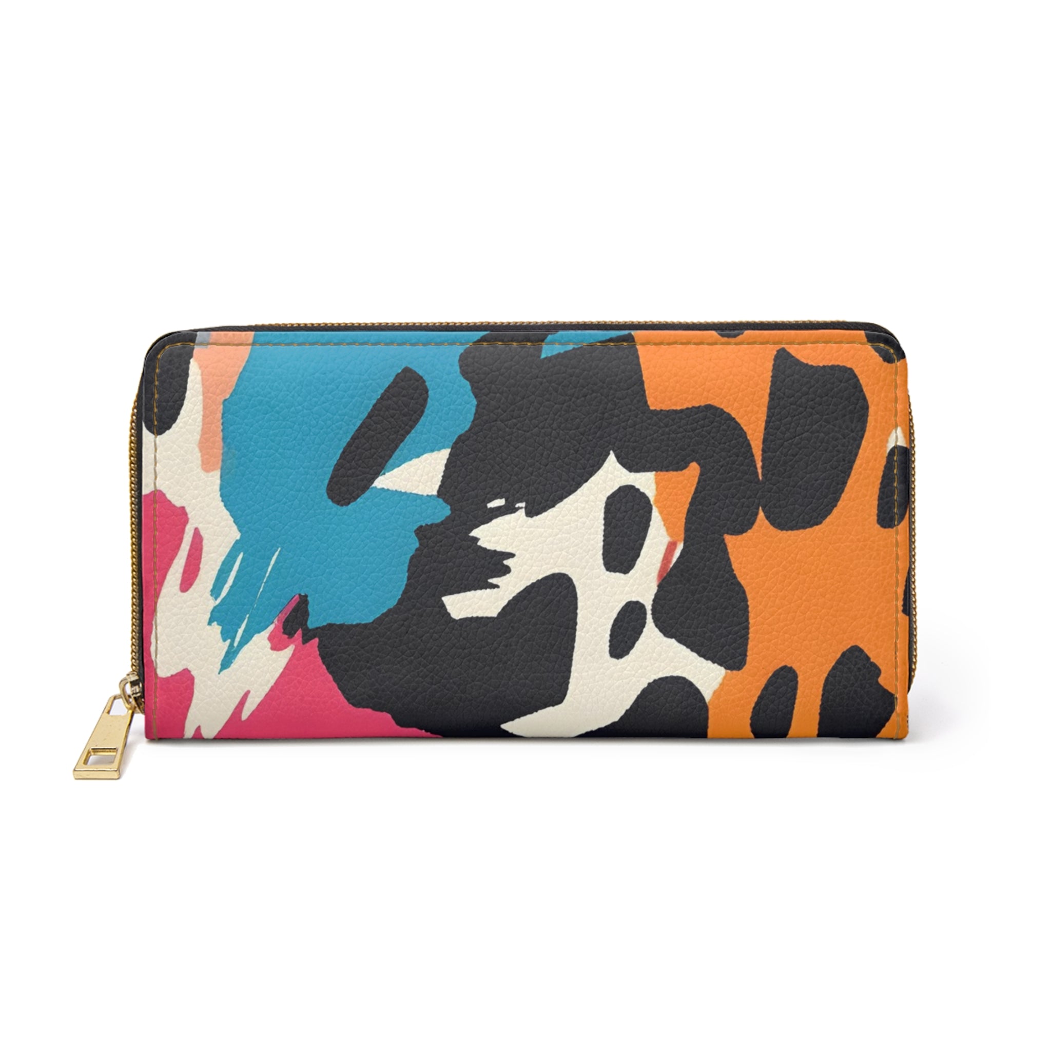 Wild Brush Strokes x Animal Print Multi-Color Zipper Wallet, Artsulli - Art is Long, Life is Short, Accessories, Size, One size, Color, White, , , 14086131815867449197
