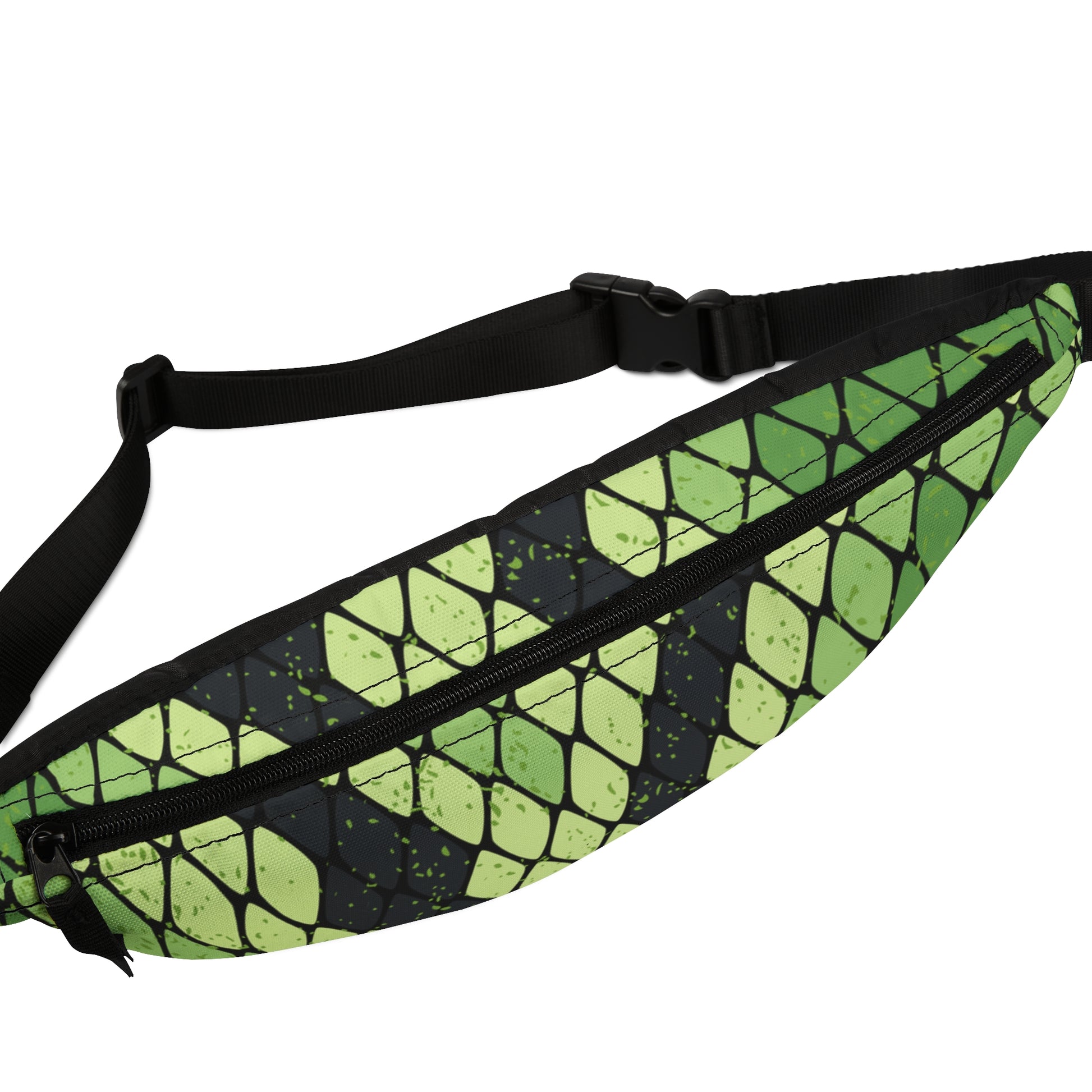 Snake Skin Green and Black Fanny Pack, Artsulli - Art is Long, Life is Short, Bags, , , , , , , 