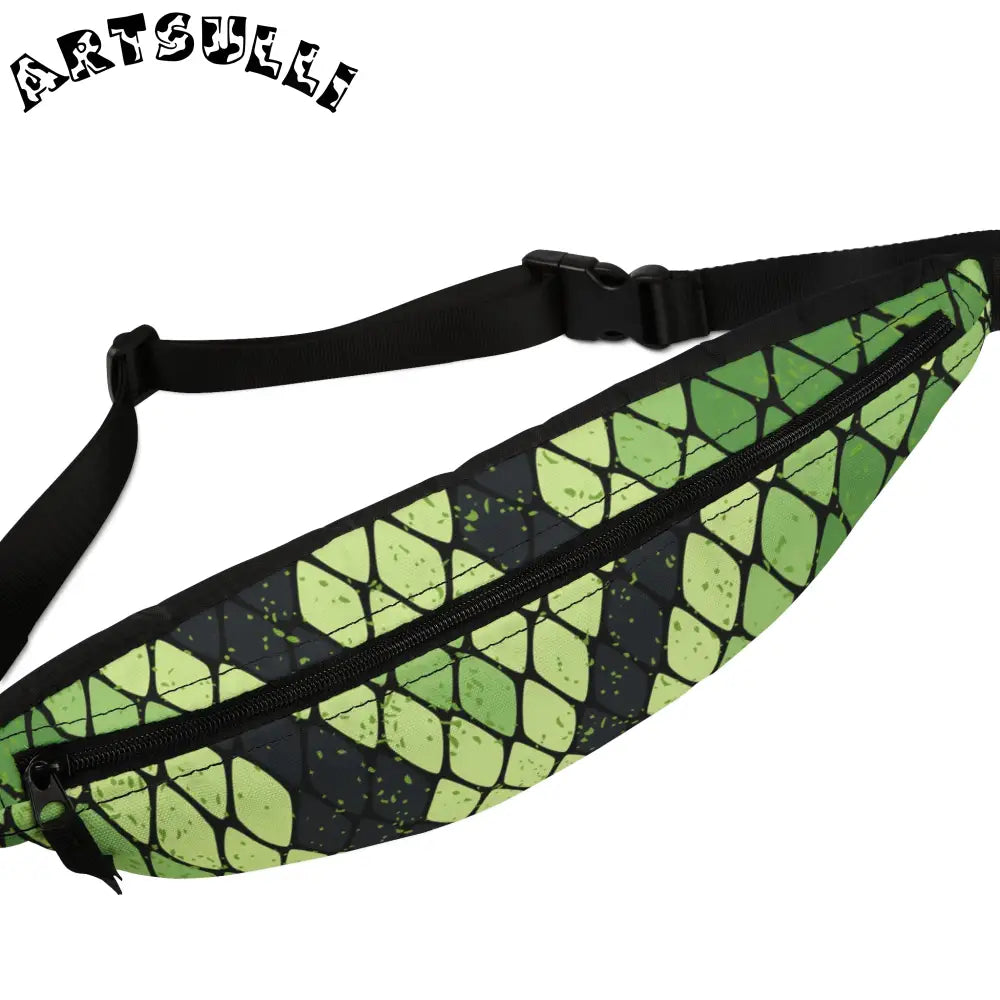 JAKKOUTTHEBXX Snake Skin Green and Black Fanny Pack JAKKOUTTHEBXX