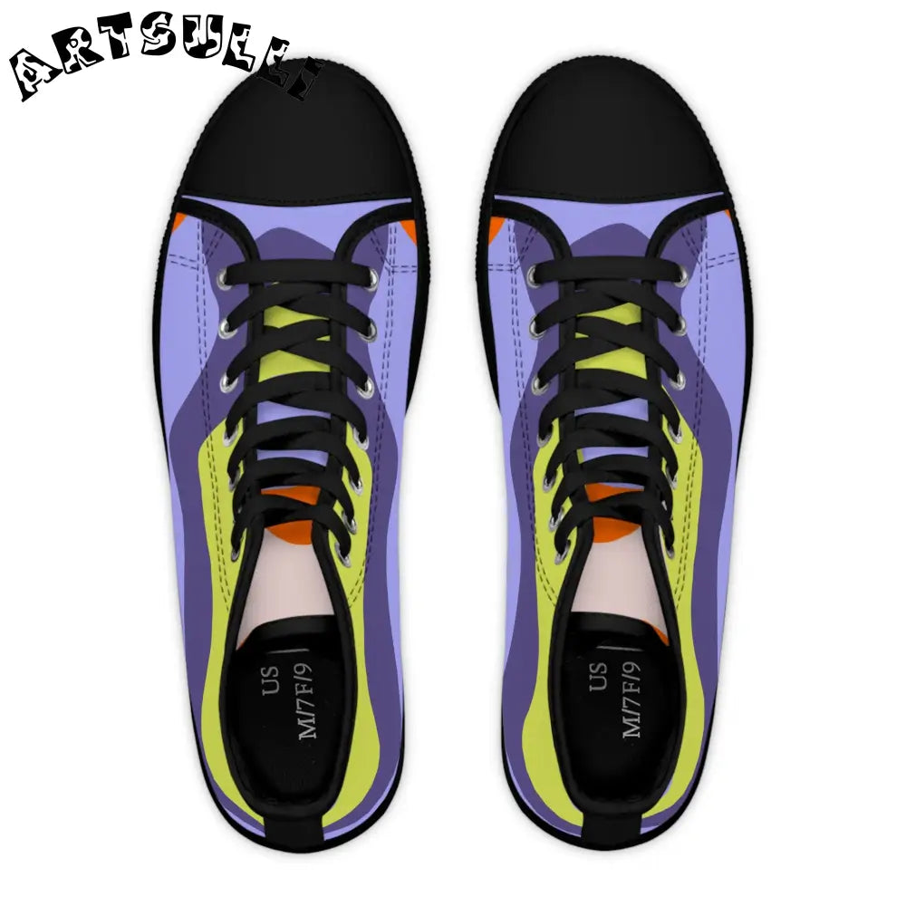 JAKKOUTTHEBXX Waves Blue and Yellow Women’s High Top Sneakers